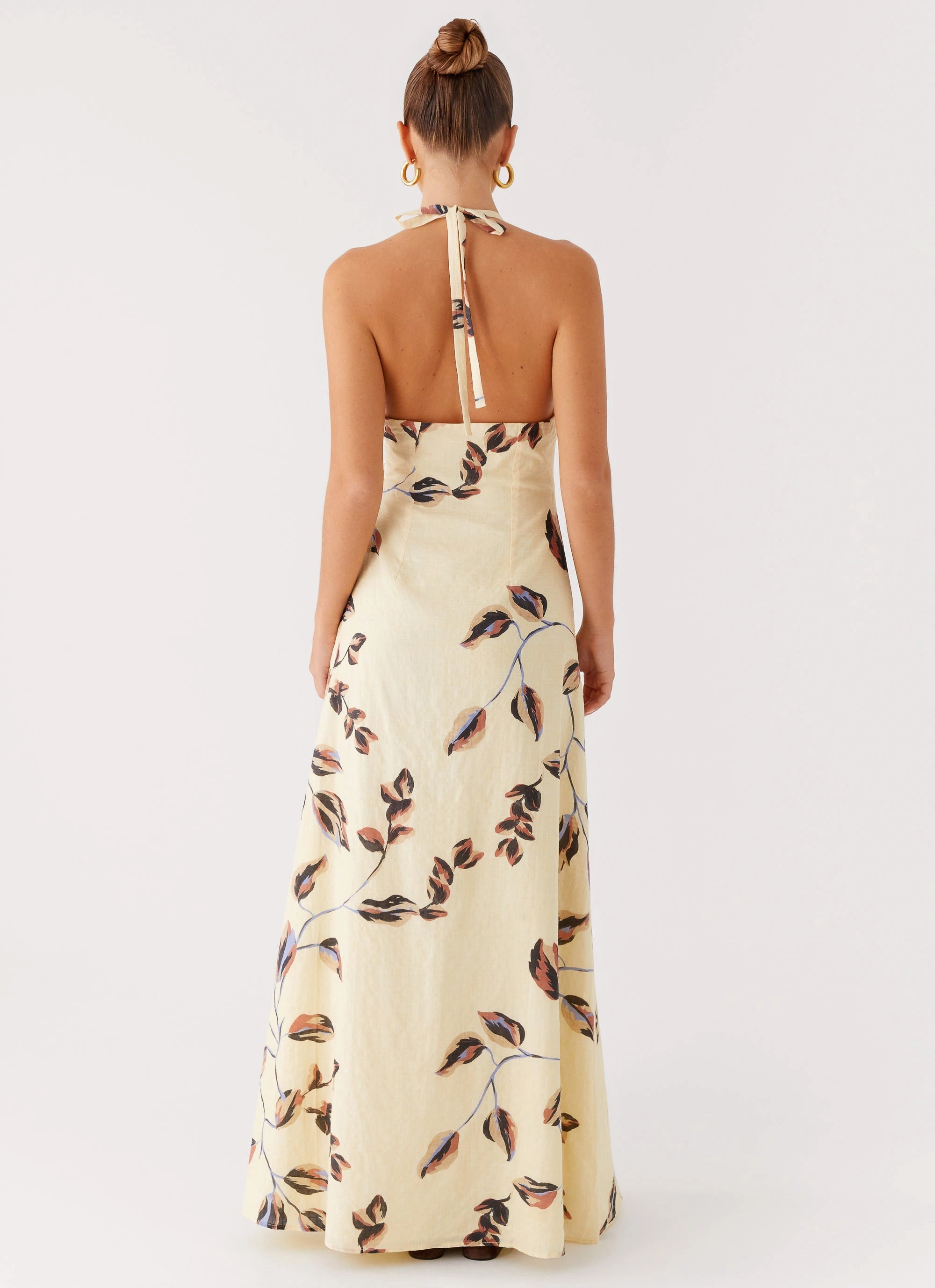 Elvina Halter Neck Maxi Dress - Buttercream Bliss Luxury-Fabric
