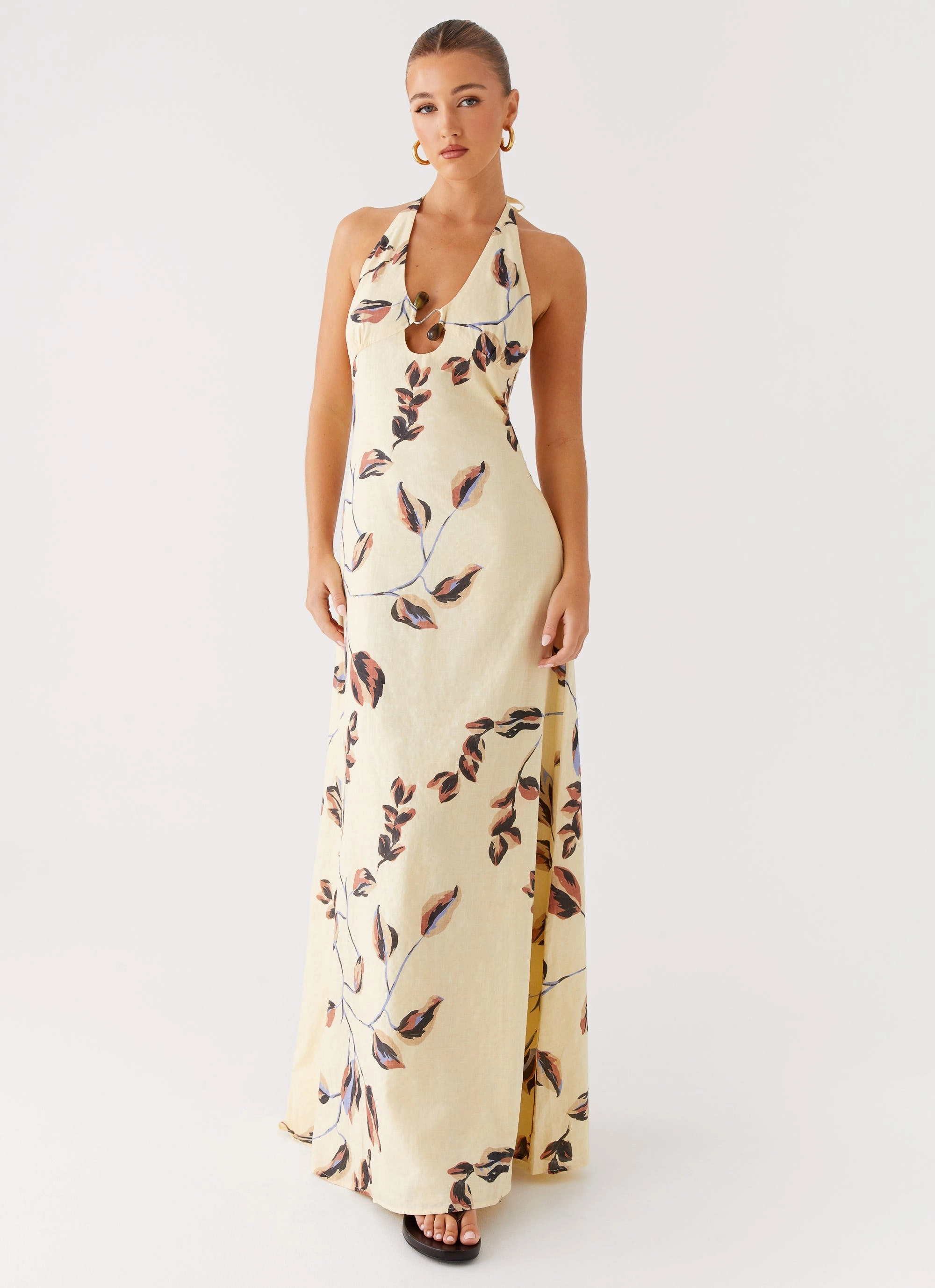 Elvina Halter Neck Maxi Dress - Buttercream Bliss Functional-Design City Mood