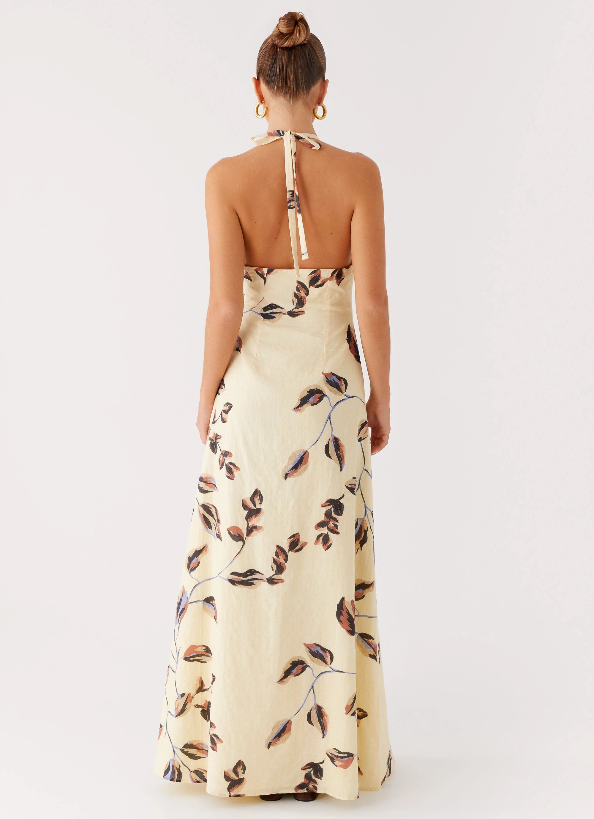 Classic Cut Light and Breezy Elvina Halter Neck Maxi Dress - Buttercream Bliss