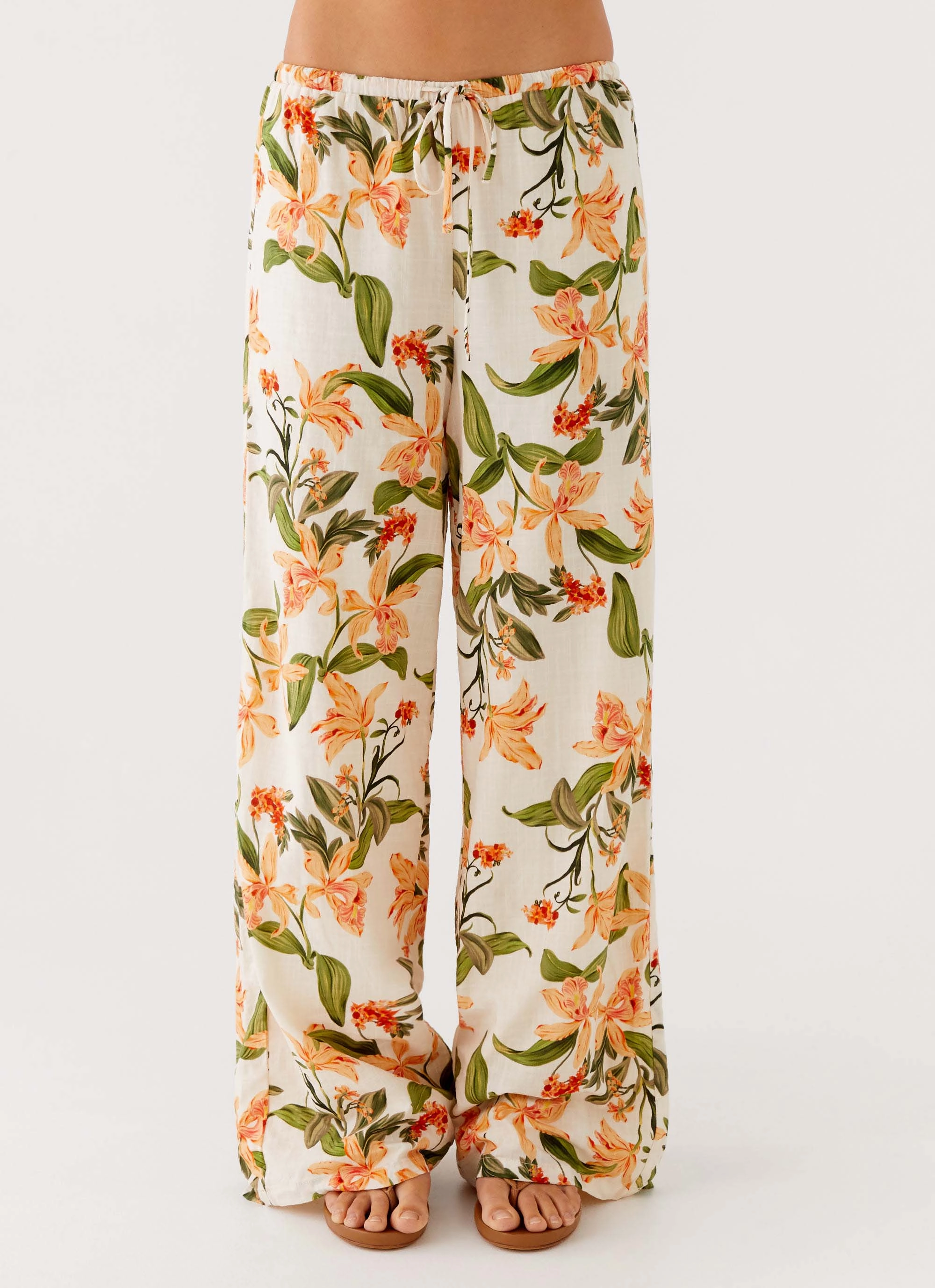 Dalida Linen Pants - Floral Print Quick-Dry Material