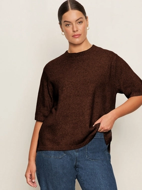 Perfect Sweater Tee Chicory Extended Sizing Contrast Stitching