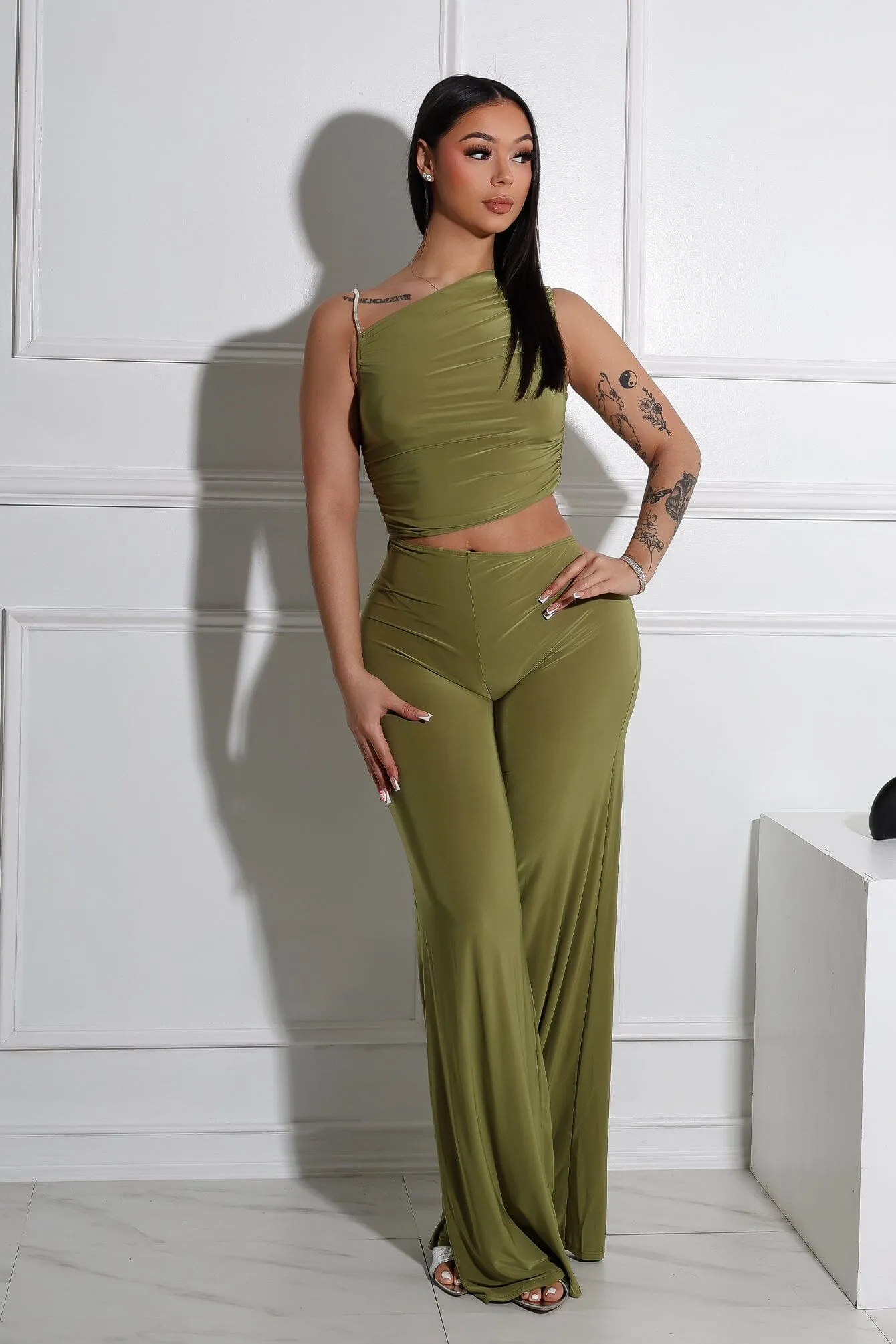 Jaira One Shoulder Wire Strap Jumpsuit Odor Control Technology