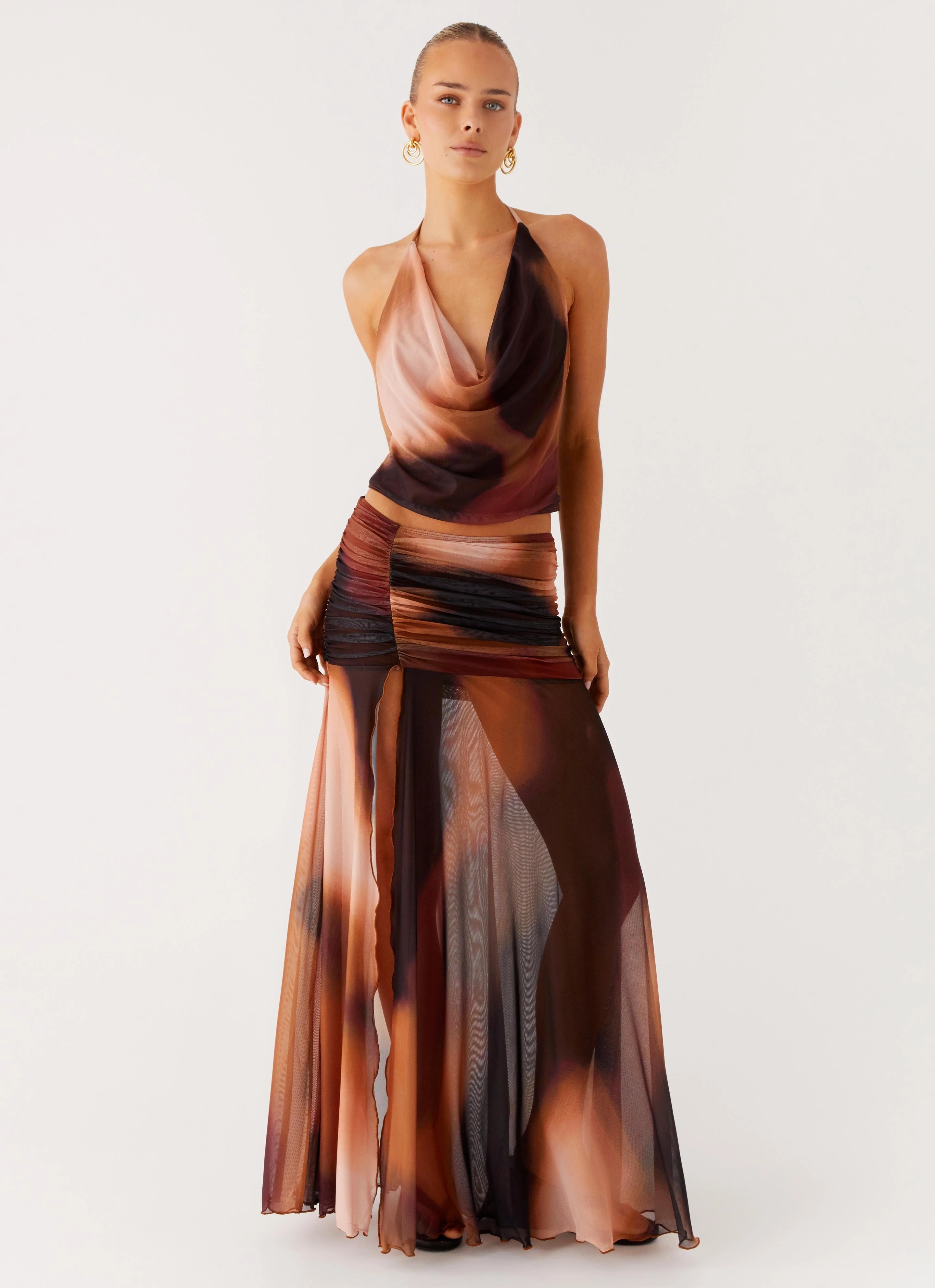 Stargazer Mesh Cowl Top - Black Gradient Versatile Style Soft touch finish