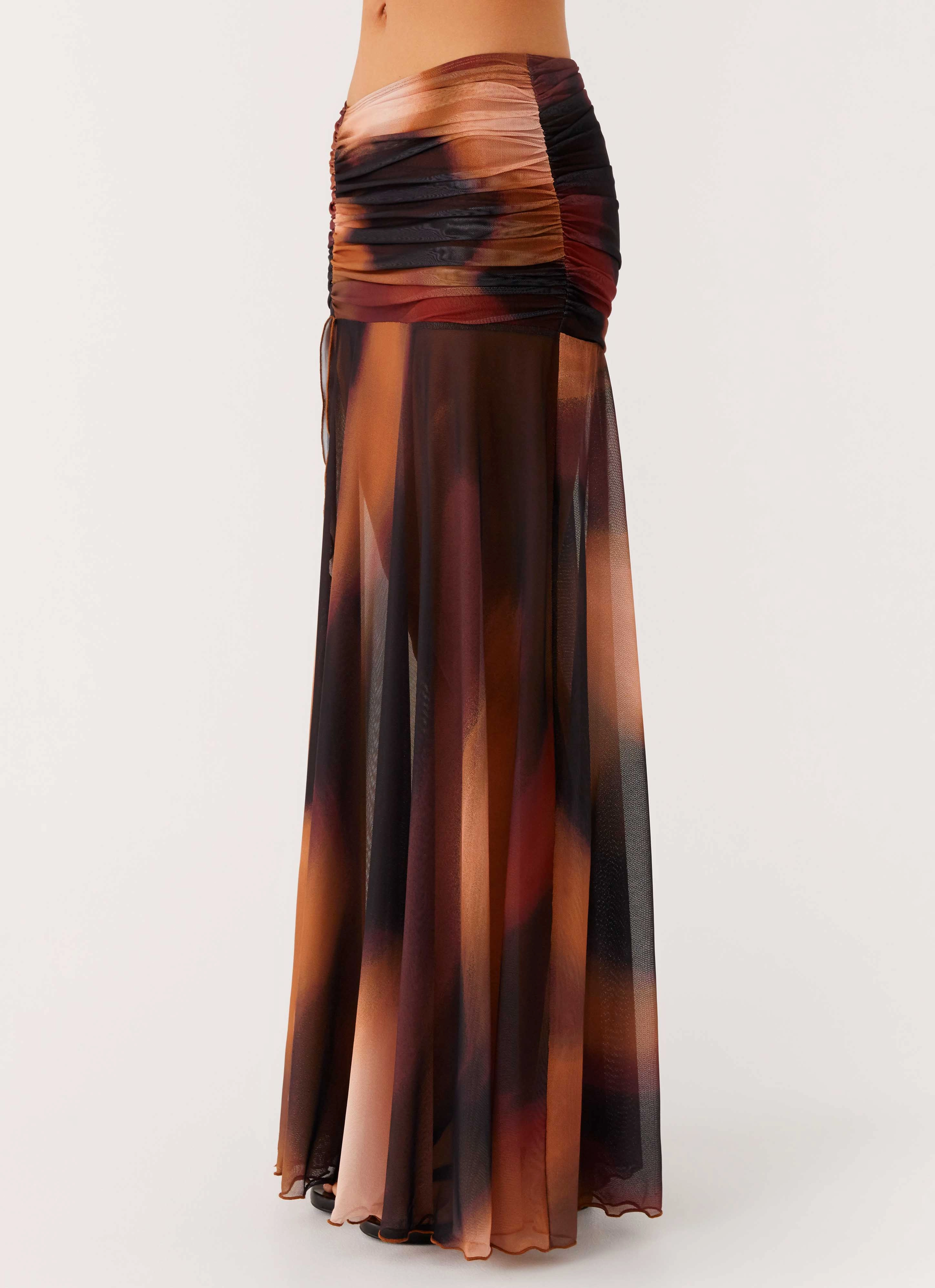 Stargazer Mesh Maxi Skirt - Black Gradient Sporty Look