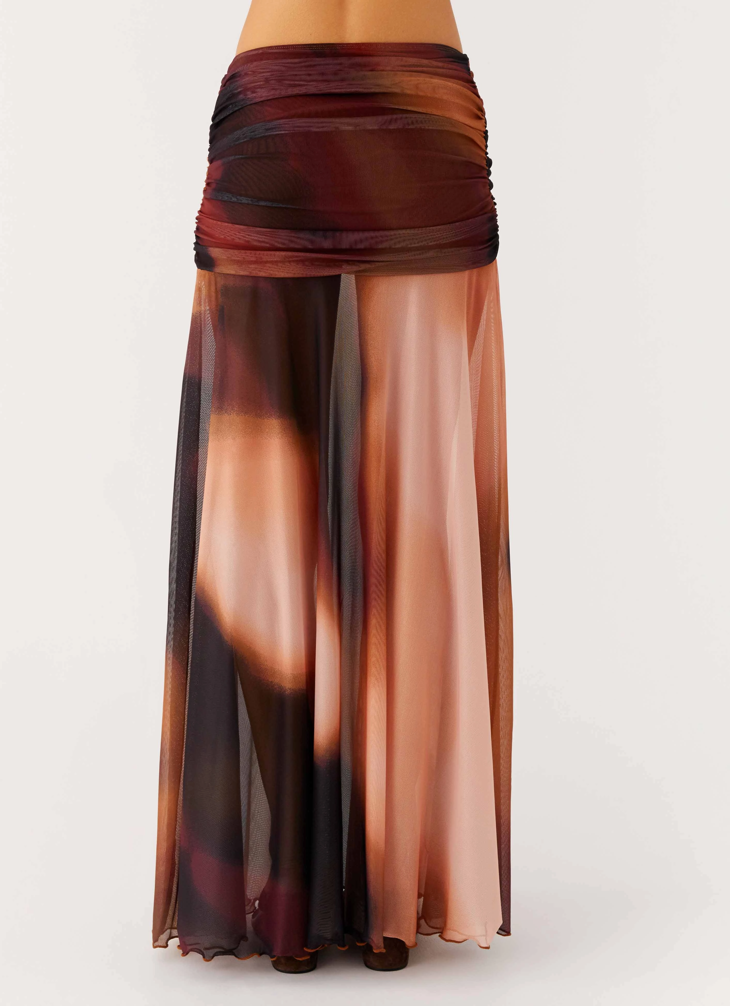 Stargazer Mesh Maxi Skirt - Black Gradient Fade Resistant Dye