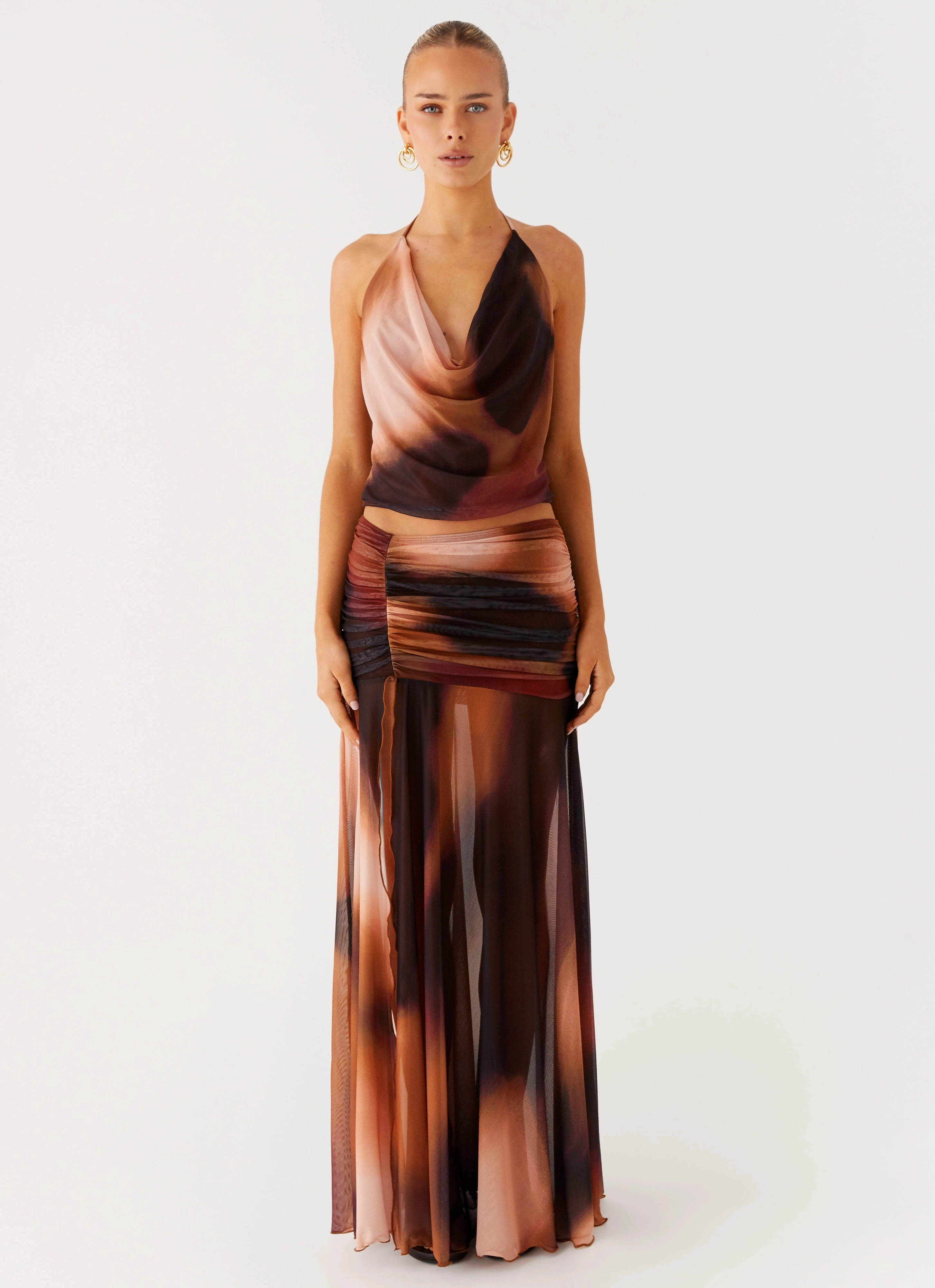 Stargazer Mesh Maxi Skirt - Black Gradient Silk Touch
