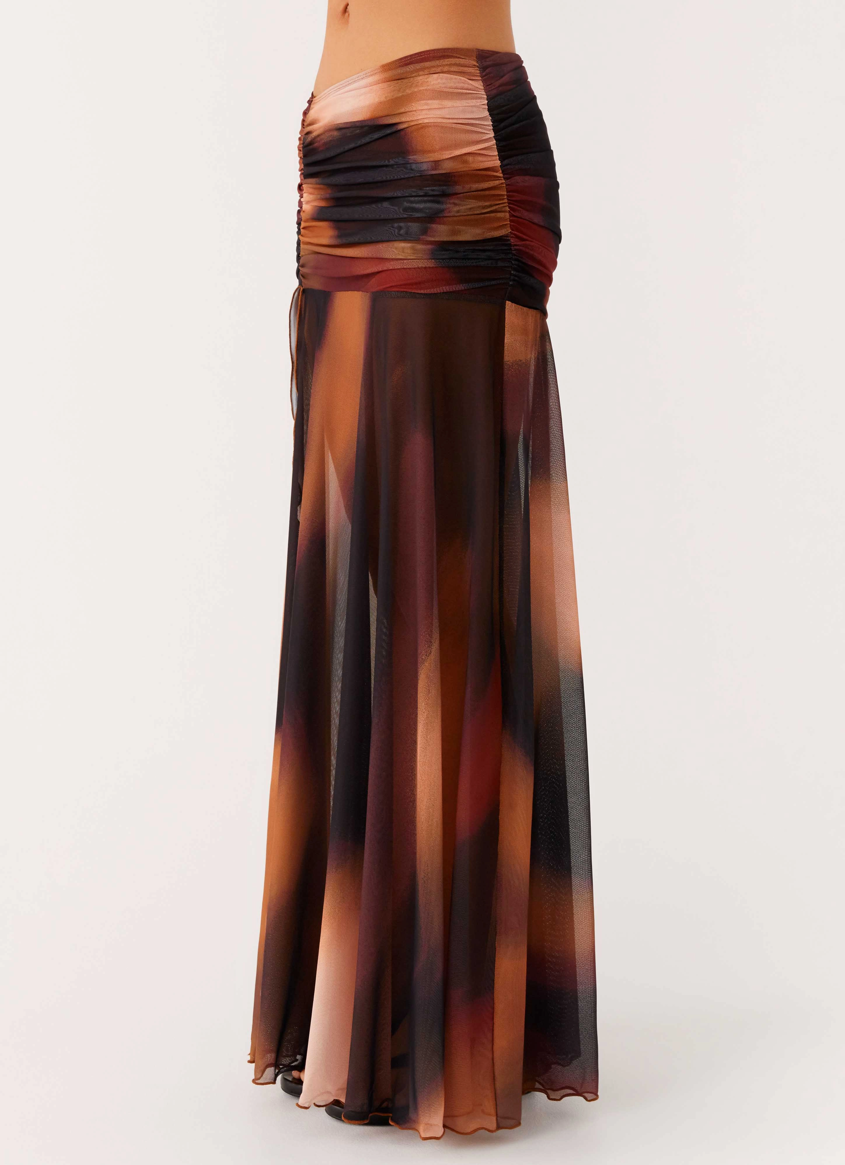 Runway Ready Stargazer Mesh Maxi Skirt - Black Gradient