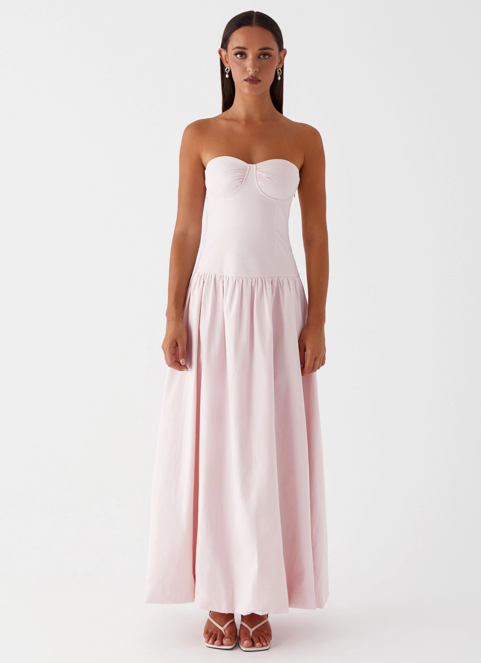 Starla Maxi Dress - Pink Layered Fabric Slim Form