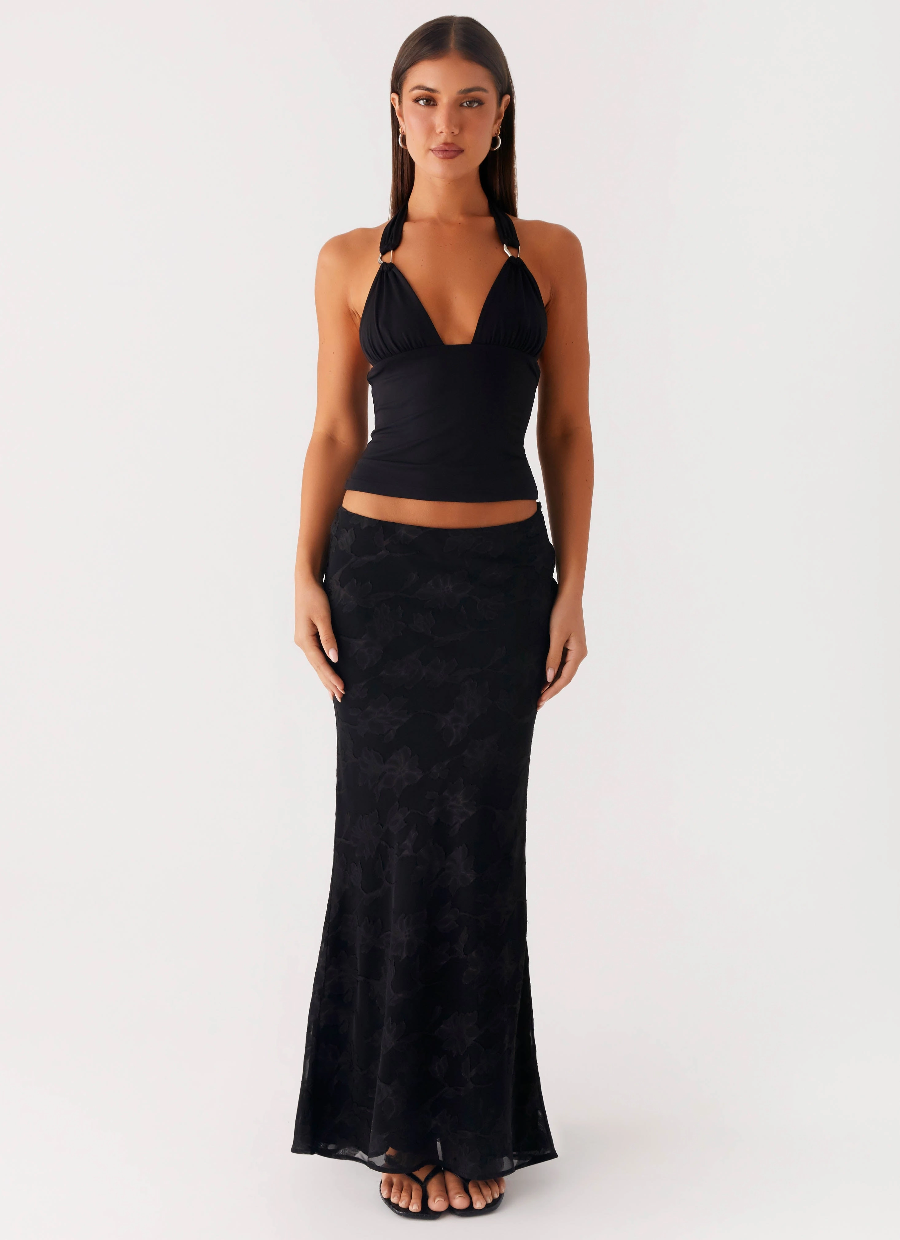 Starlit Maxi Skirt - Black Polished Touch