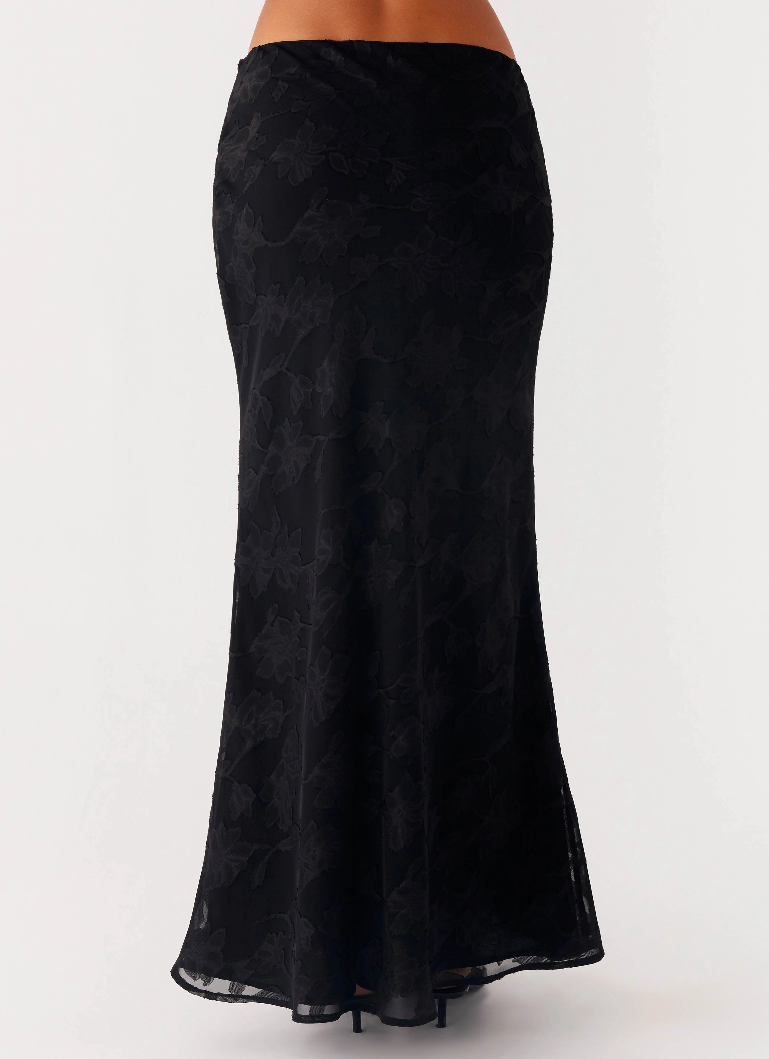 Starlit Maxi Skirt - Black Smooth Look