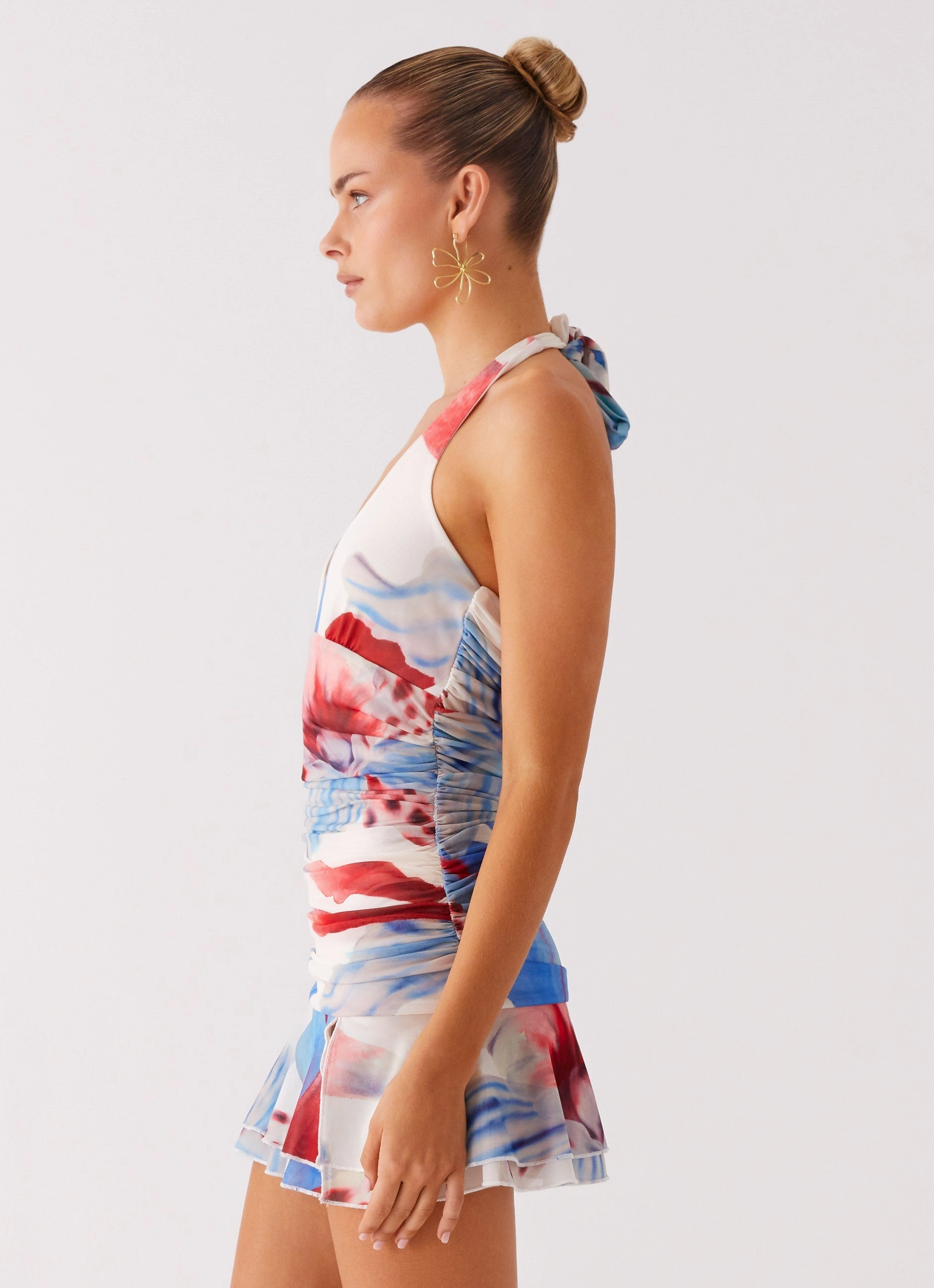 Starlit Night Mini Dress - Deep Sea Bloom Ventilated Panels