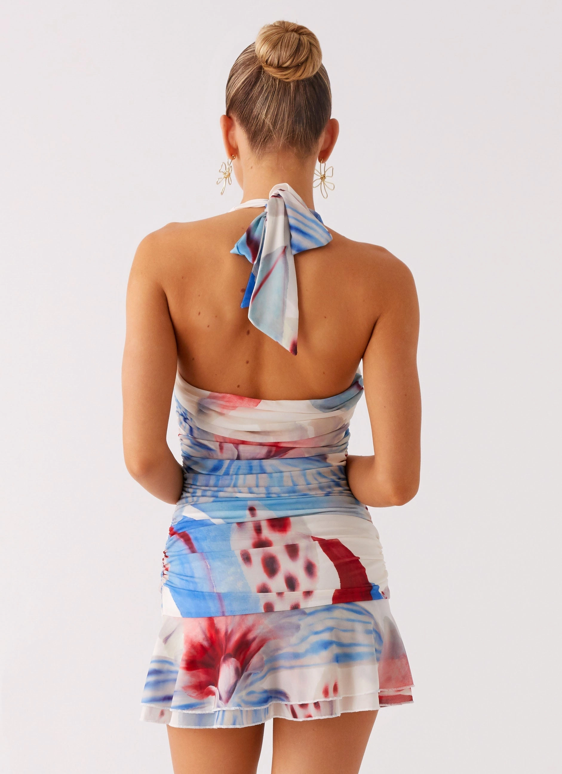 StretchableKnit Starlit Night Mini Dress - Deep Sea Bloom