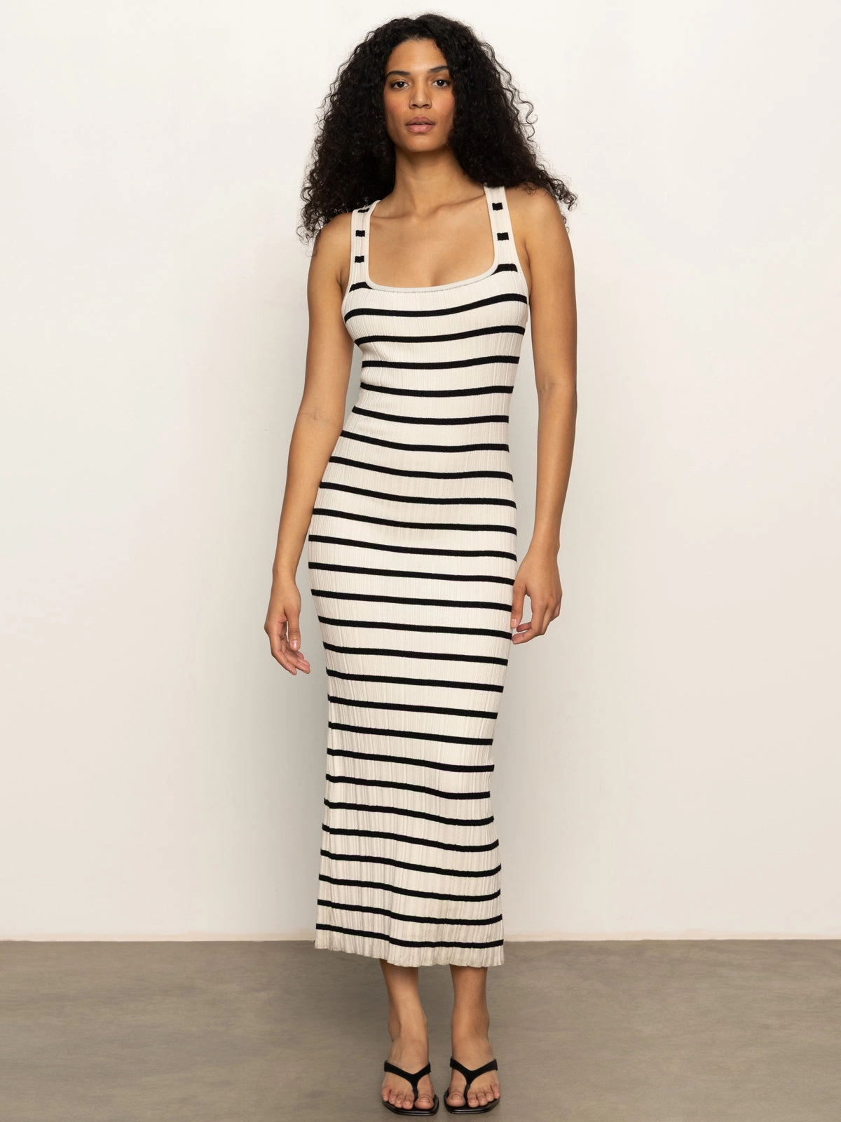 ReflectiveTrimDetails Smooth Interior Lining Starlit Rib Maxi Dress Light Oat/Black