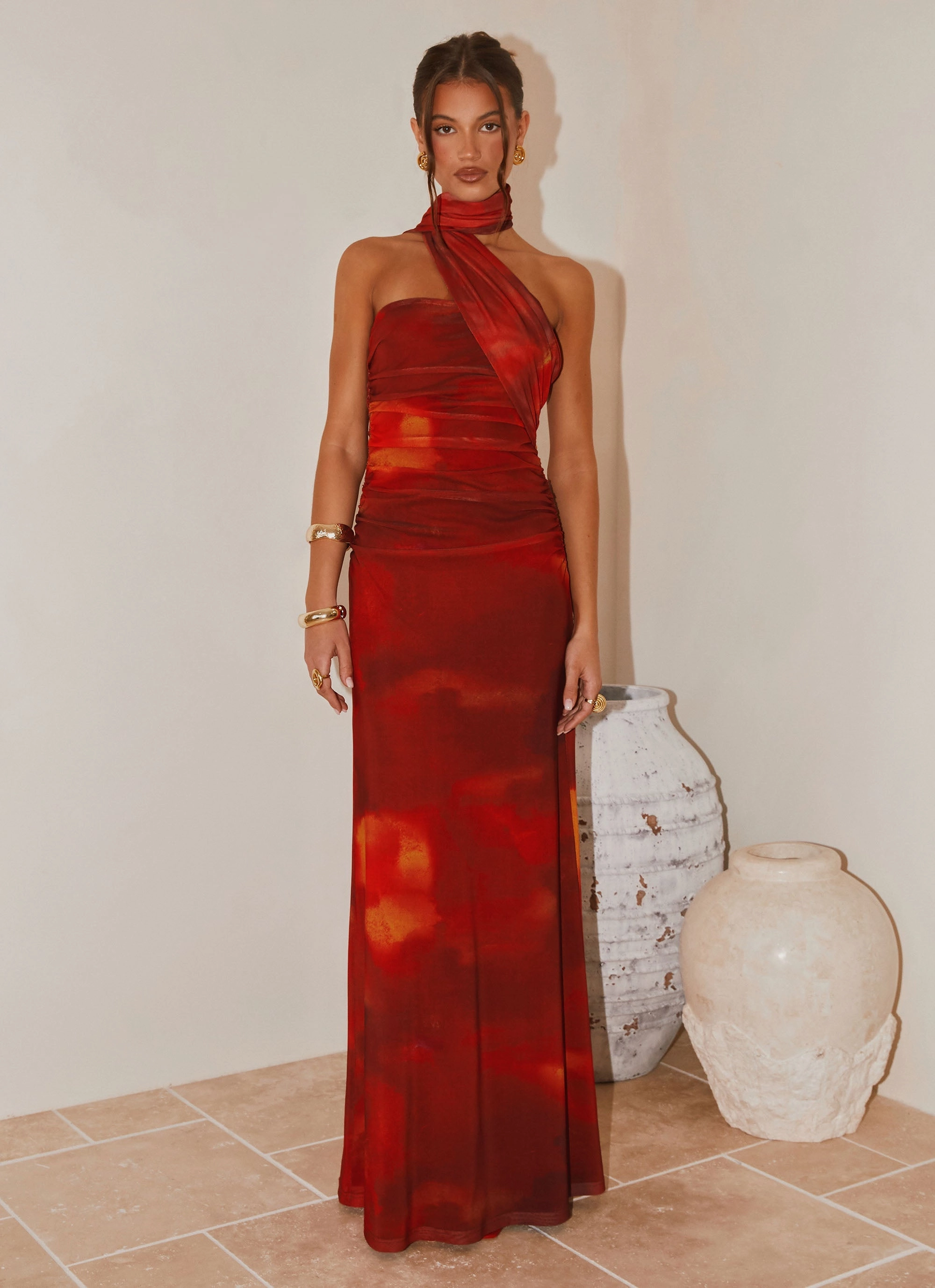 Relax Feel Bust-Enhancing Songbird Maxi Dress - Scarlet Blur