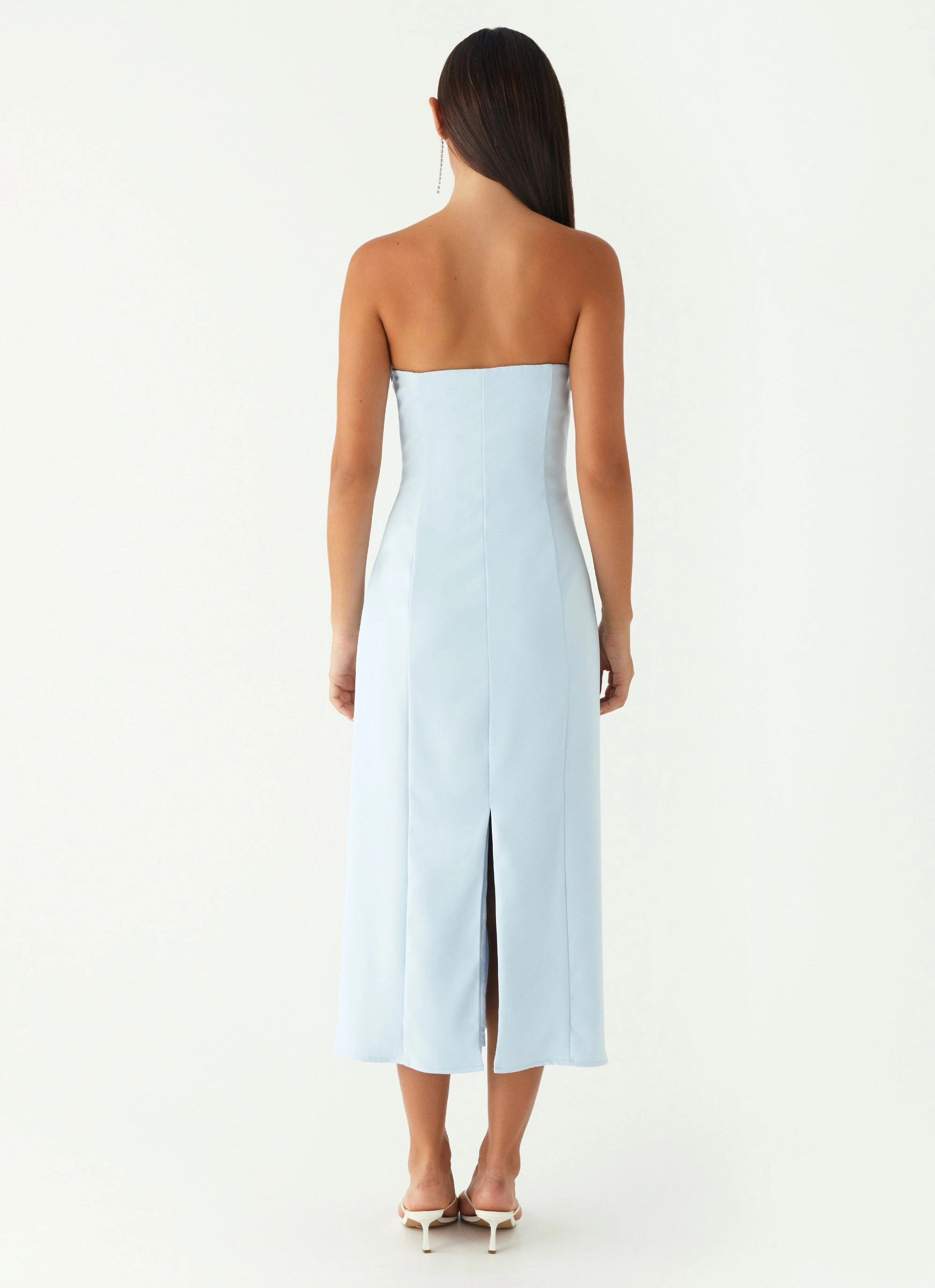 Patsie Strapless Midi Dress - Blue Sleek Motion