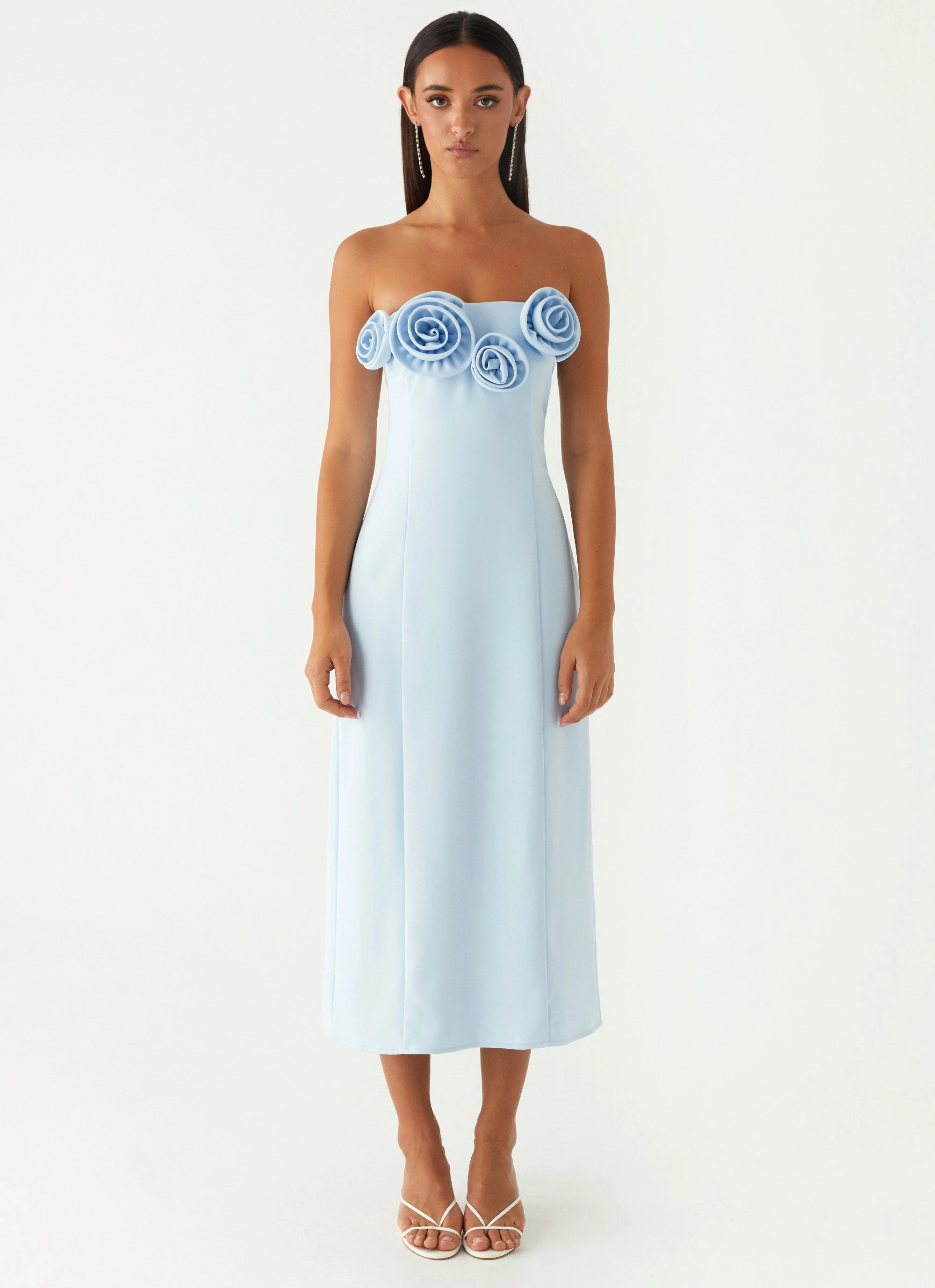 Patsie Strapless Midi Dress - Blue Simple Flow