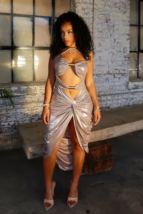 Stealing The Scene Cut Out Halter Dress Wrinkle-Resistant