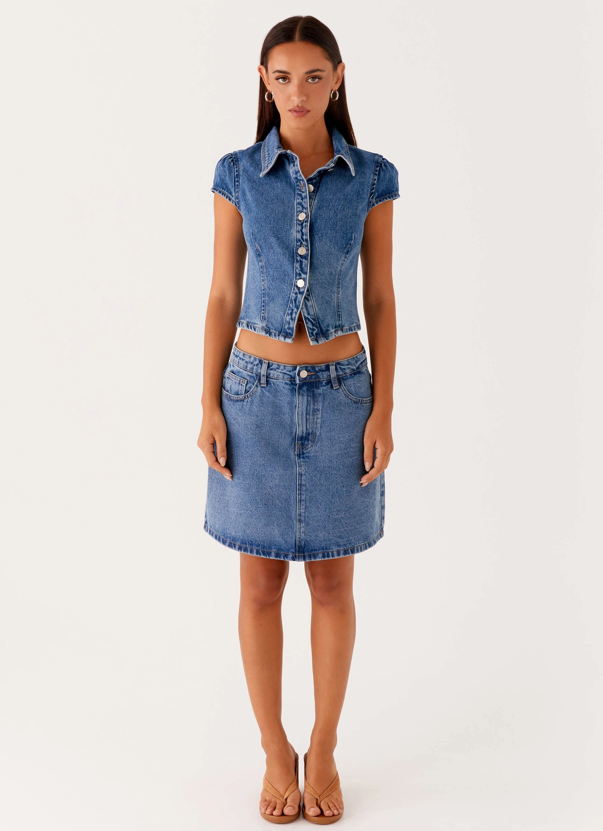 Stella Low Rise Mini Skirt - Blue Machine wash safe