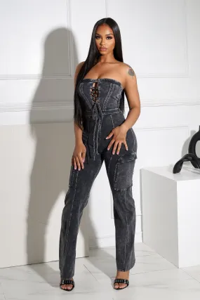 Stonewave Mineral Washed Cotton Tube Jumpsuit Tagless label GussetedCrotch