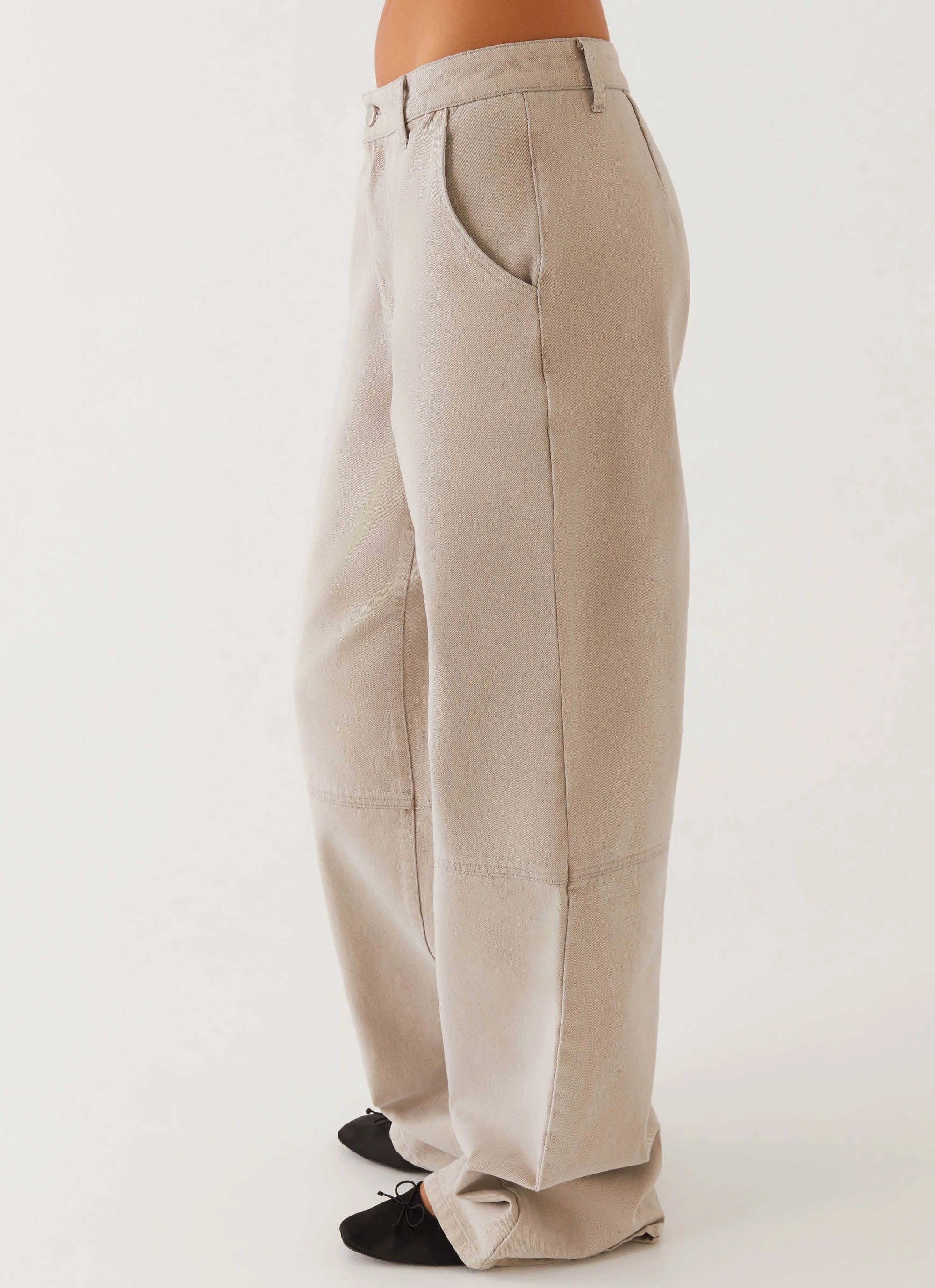 Milani Balloon Denim Jeans - Grey Quick Access Pockets Stretch Fabric