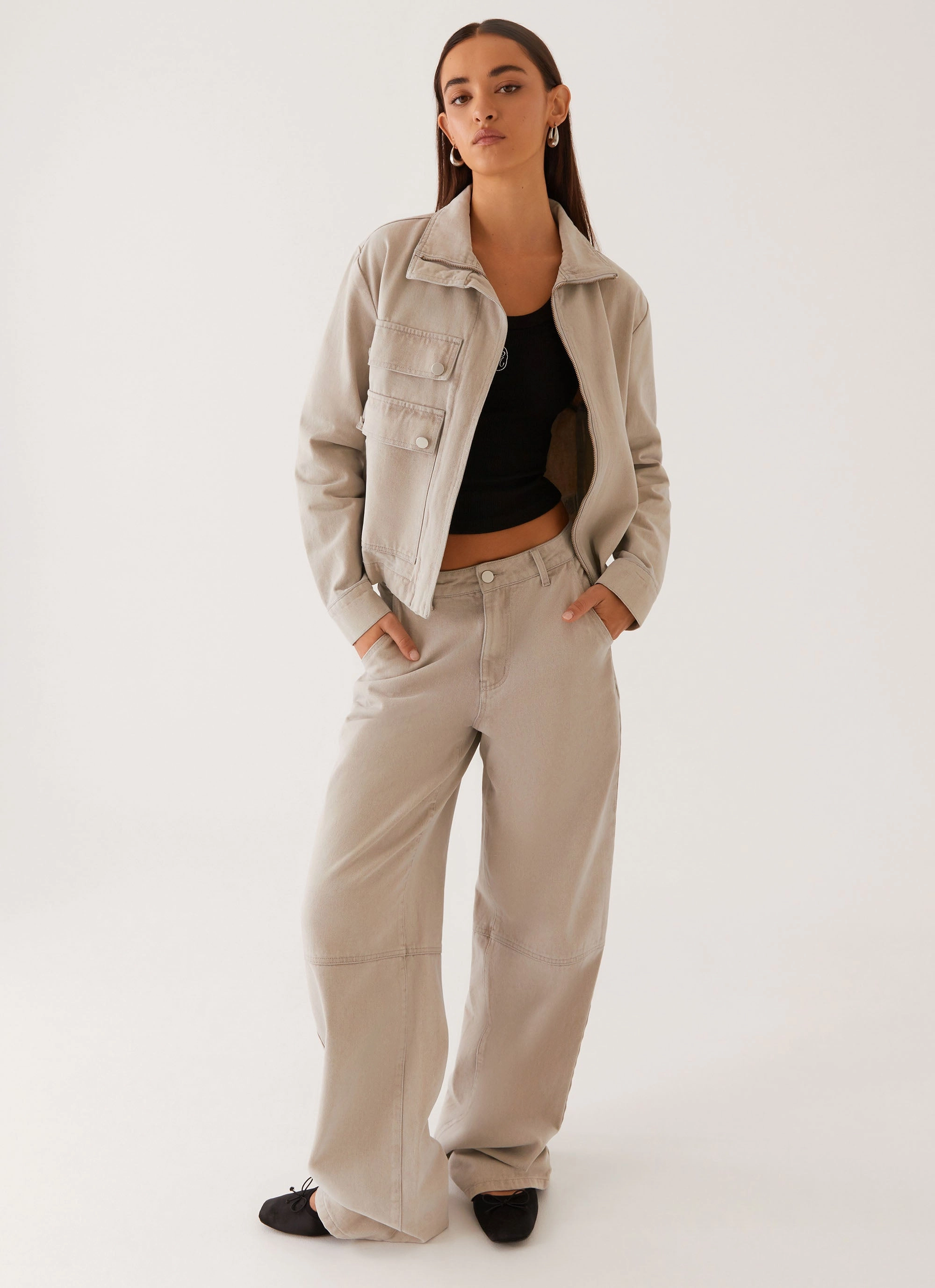 Milani Balloon Denim Jeans - Grey Brushed Interior