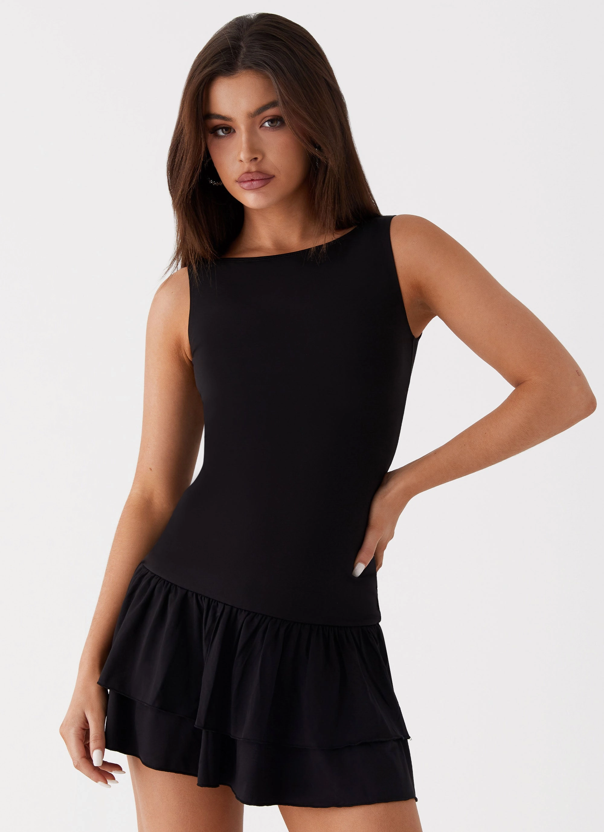 Rhiannon Frill Mini Dress - Black Urban Pulse Fashion Combo