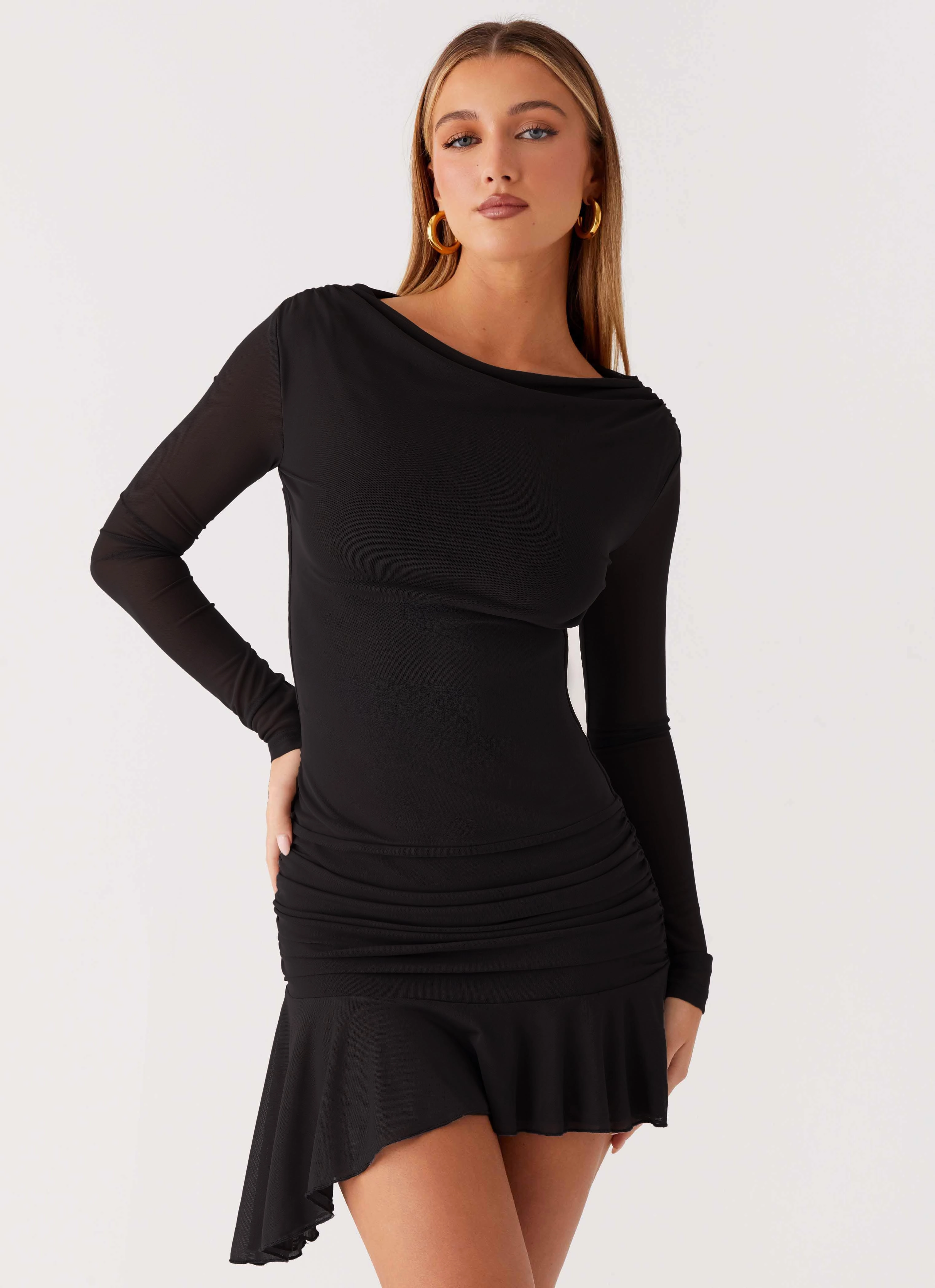 Juliana Mini Dress - Black Shirred Back City Mood