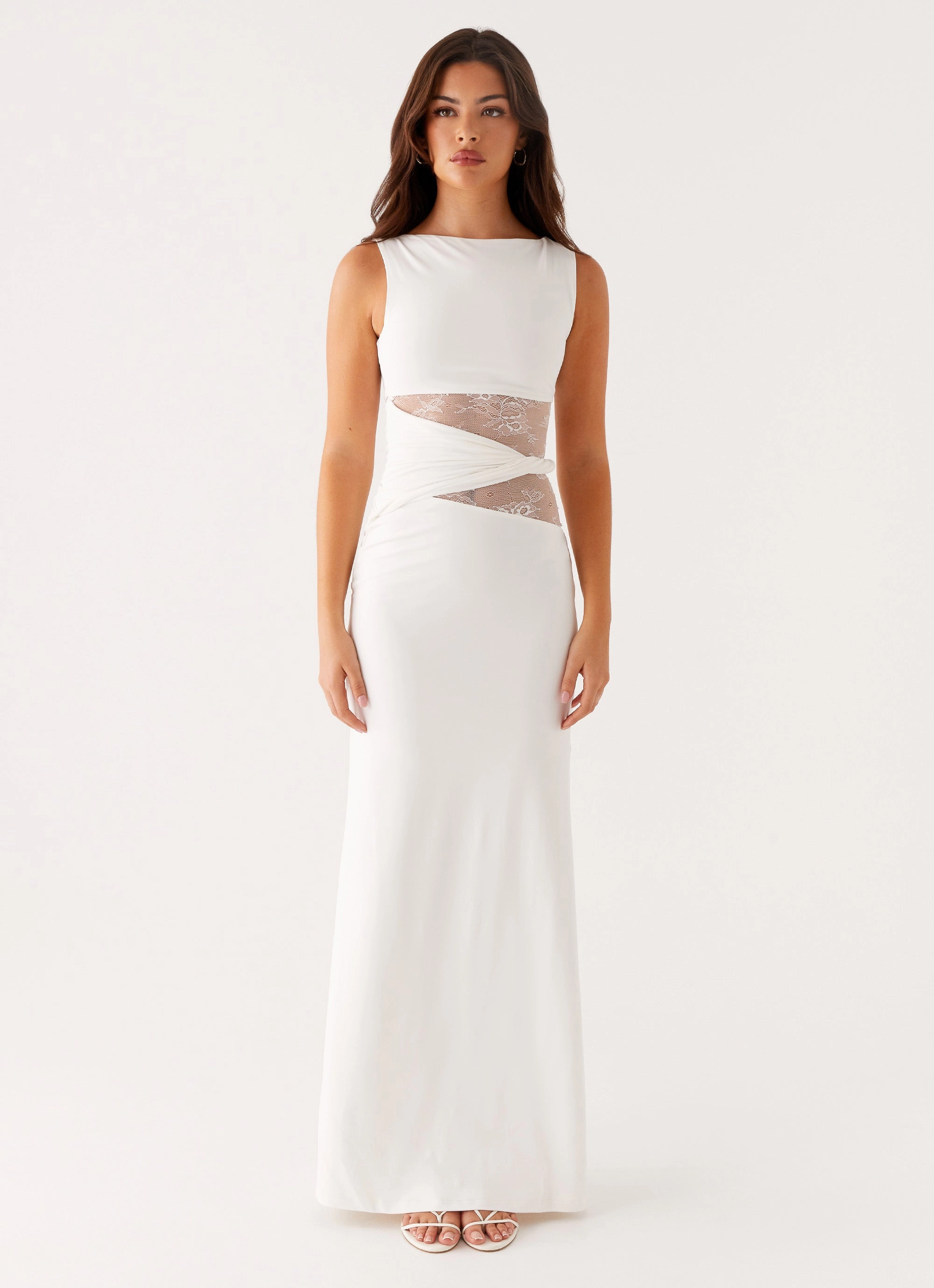 Karma Maxi Dress - White Flower Grace Comfort Layer Wear