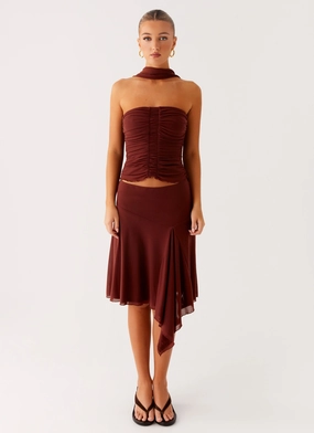Mirage Midi Skirt - Chocolate Daily Mood Cool Tone