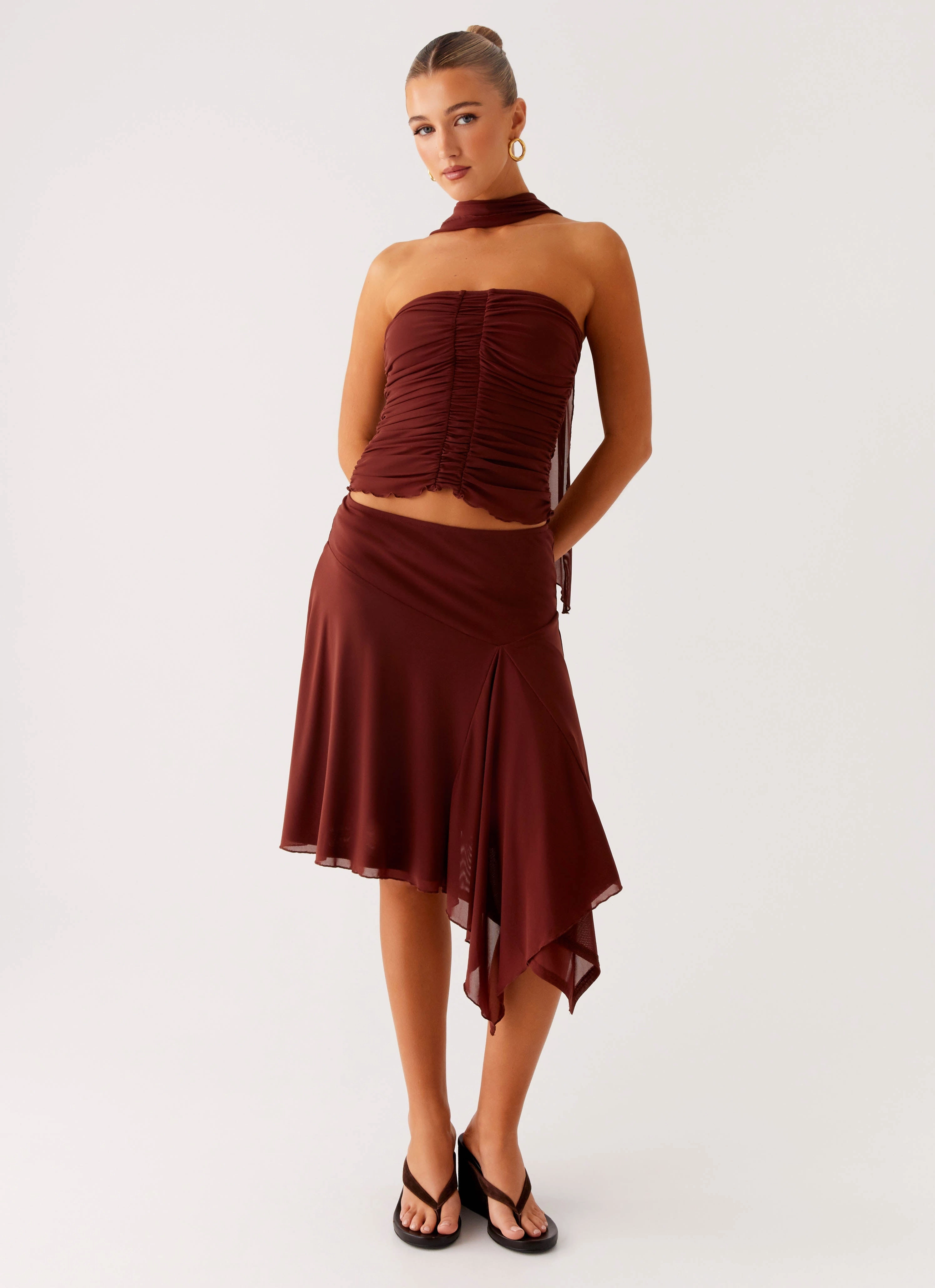 Wardrobe Basics Mirage Midi Skirt - Chocolate