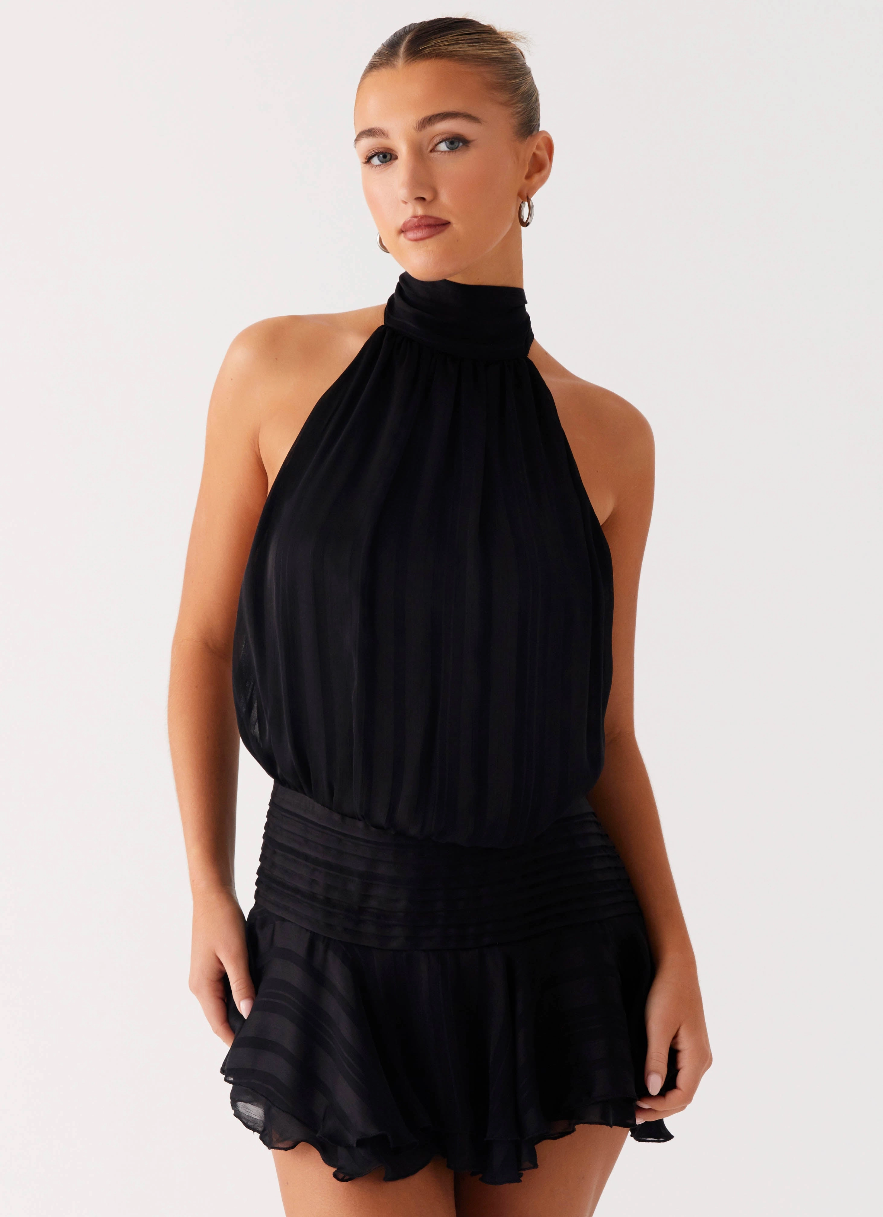 Willow Chiffon Mini Dress - Black Professional Look Sporty Look