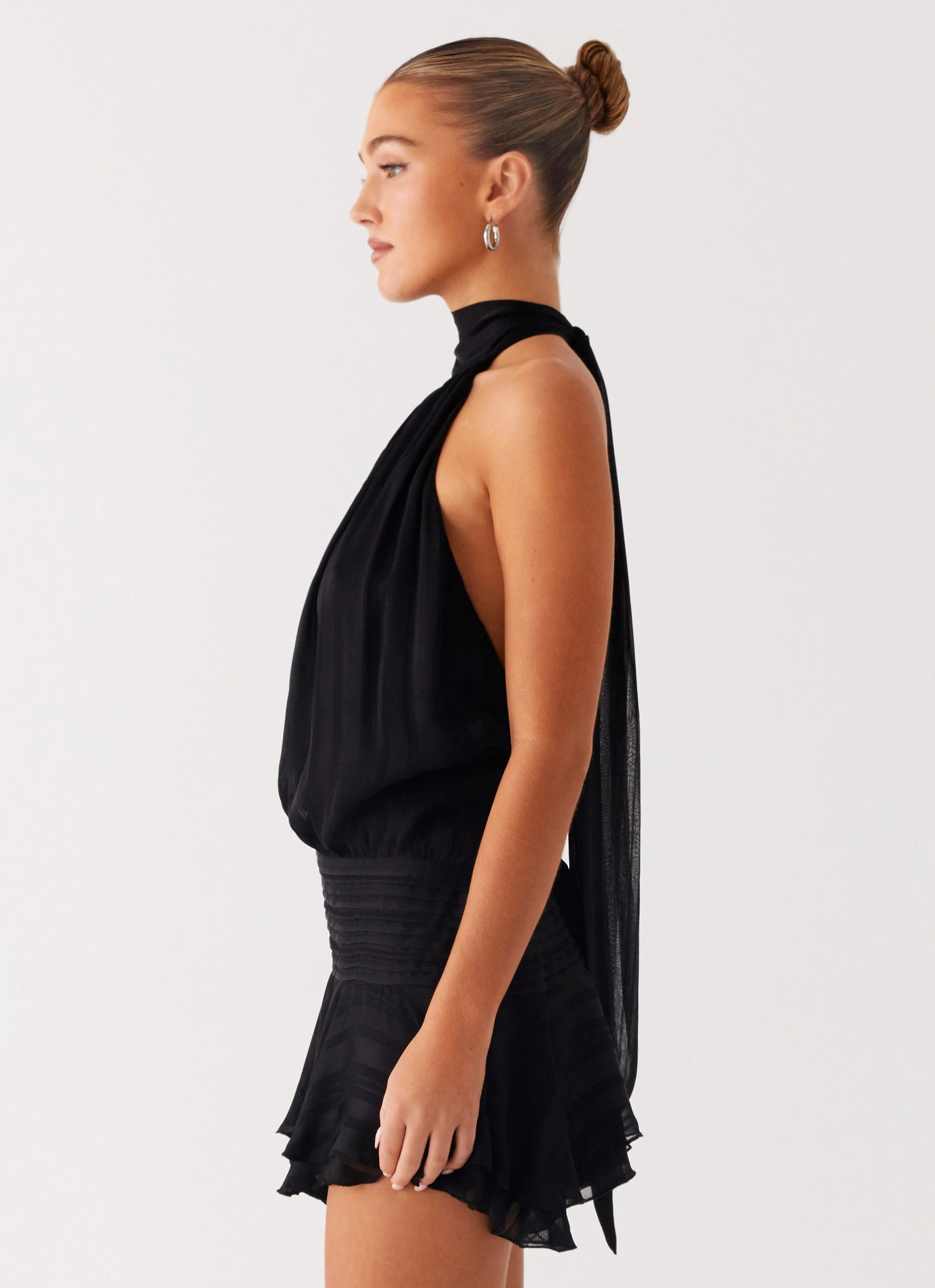 Modern Look Willow Chiffon Mini Dress - Black