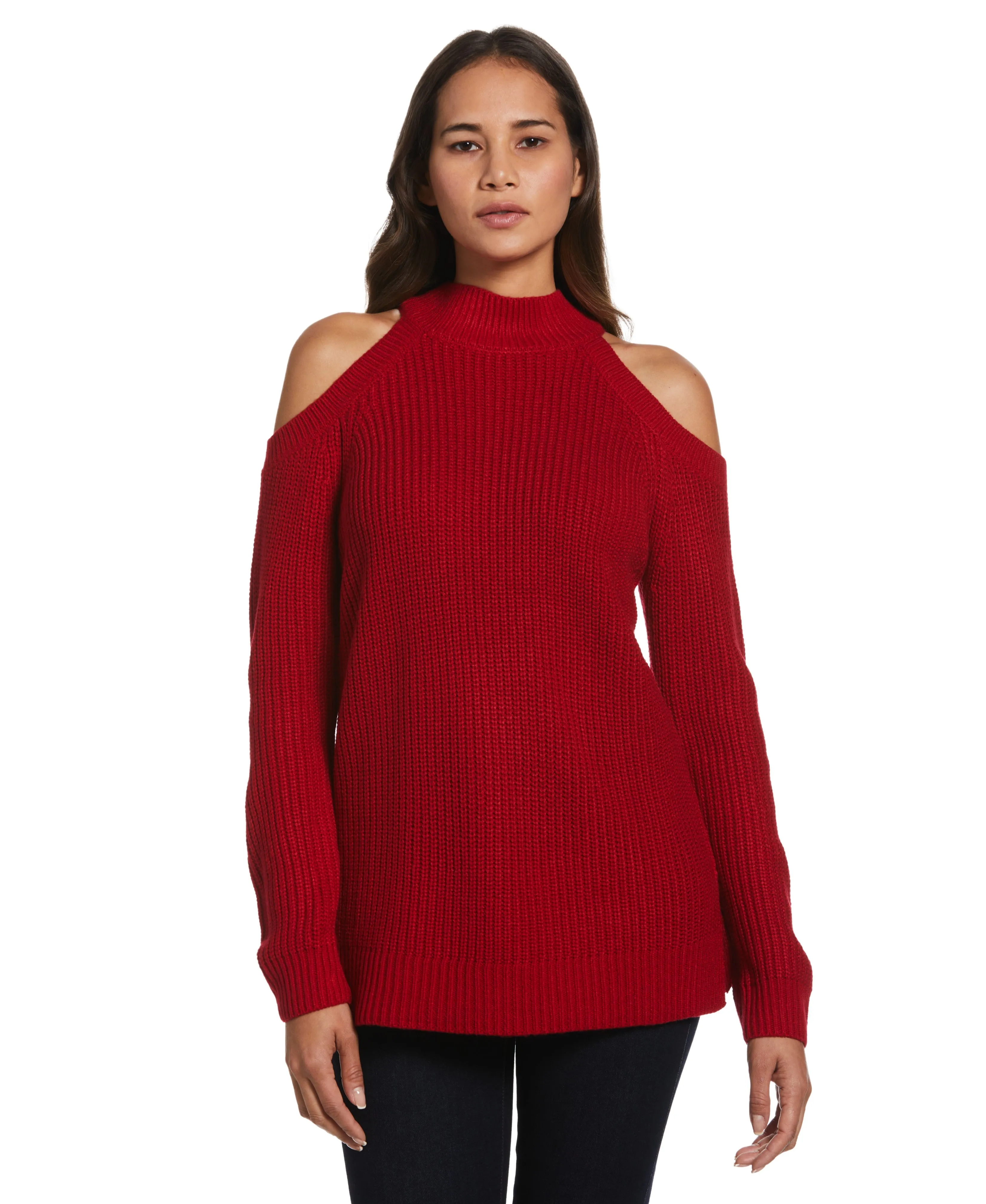 Cold Shoulder Sweater Tunic Odor Resistant Technology DoubleLayered