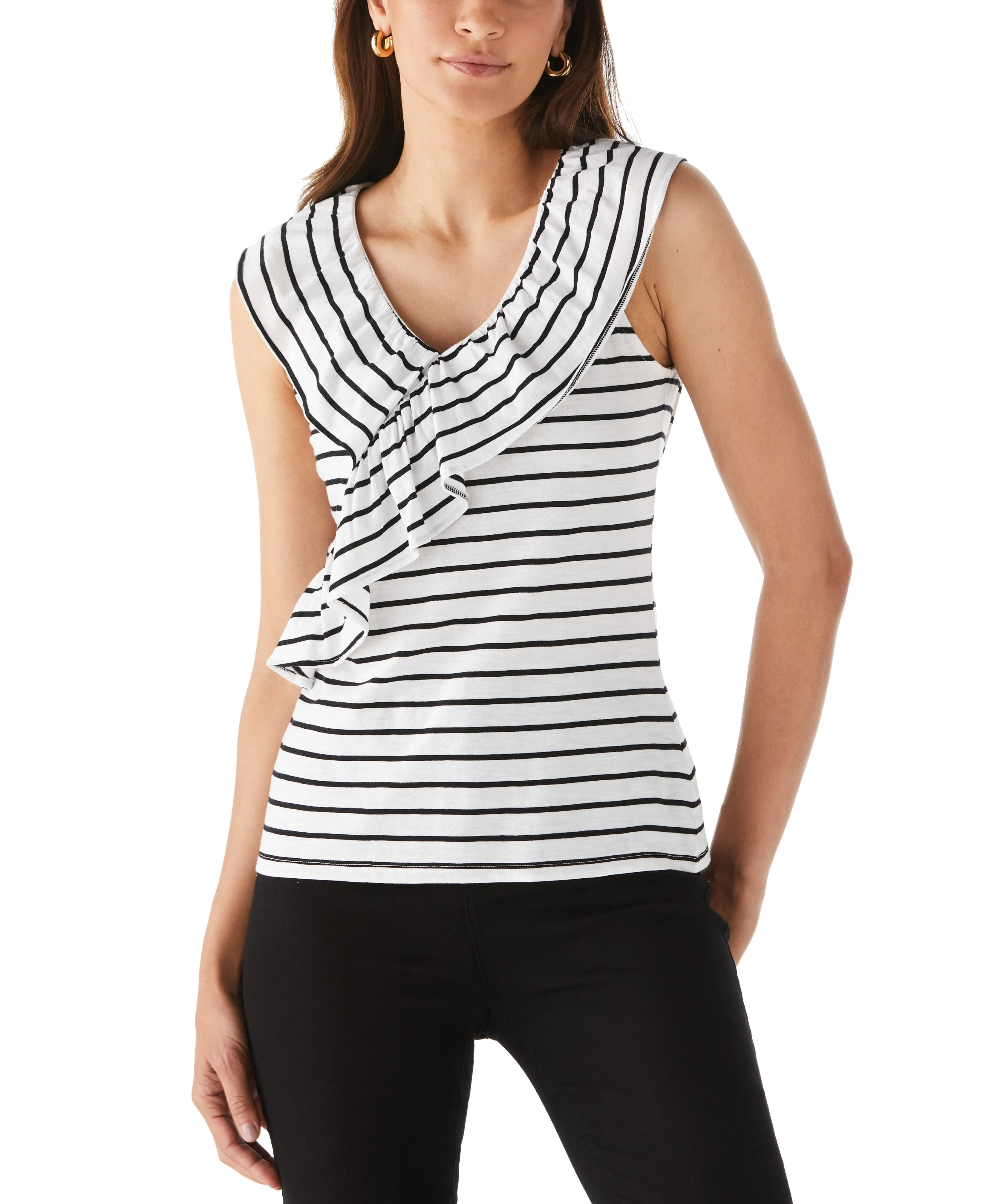 DurableBlend Stripe Ruffle Top