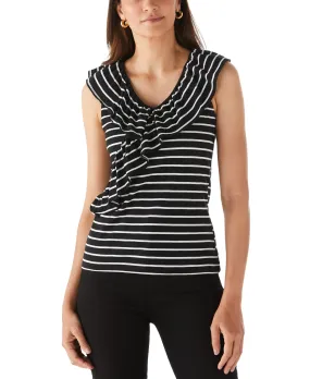 Stripe Ruffle Top Anti Odor Finish Everyday Wear
