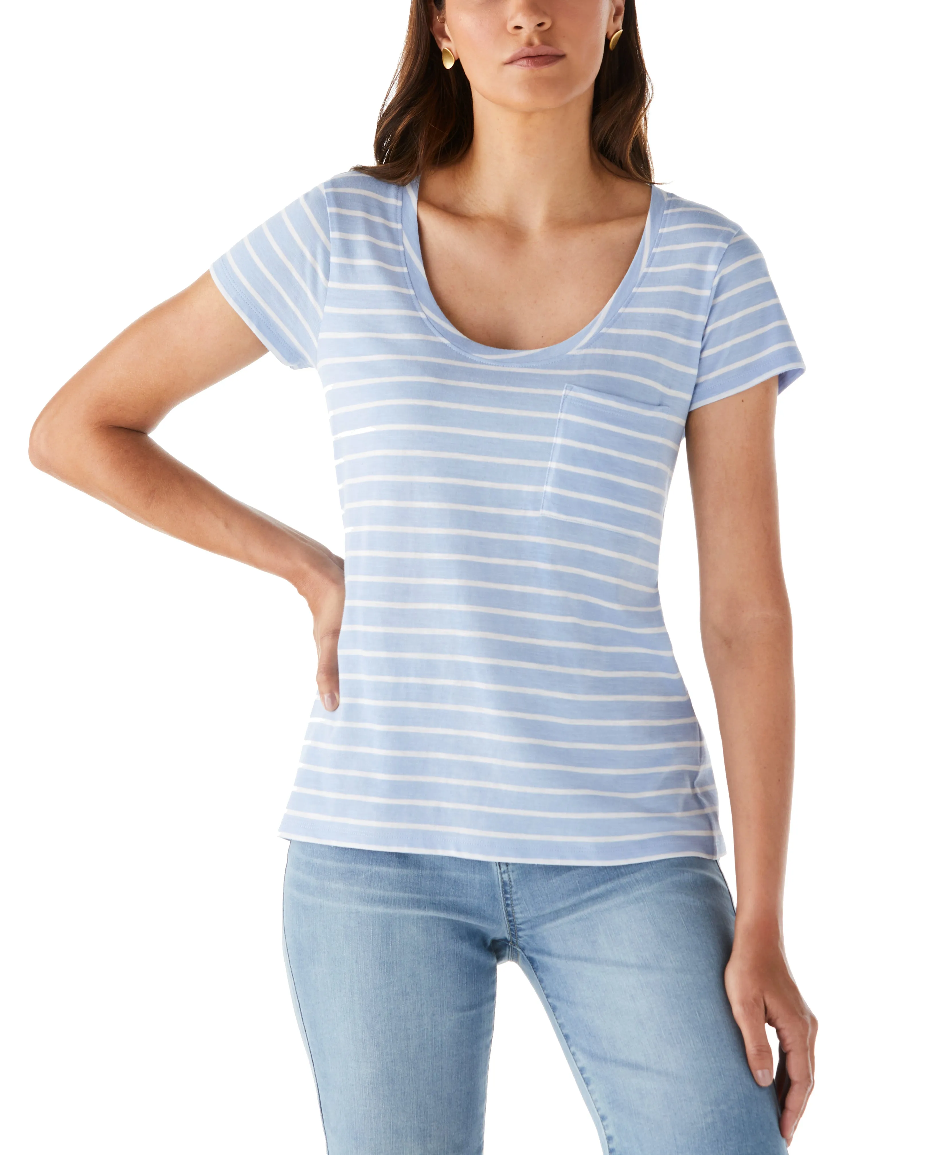 Slim Fit Design Stripe Slub Tee