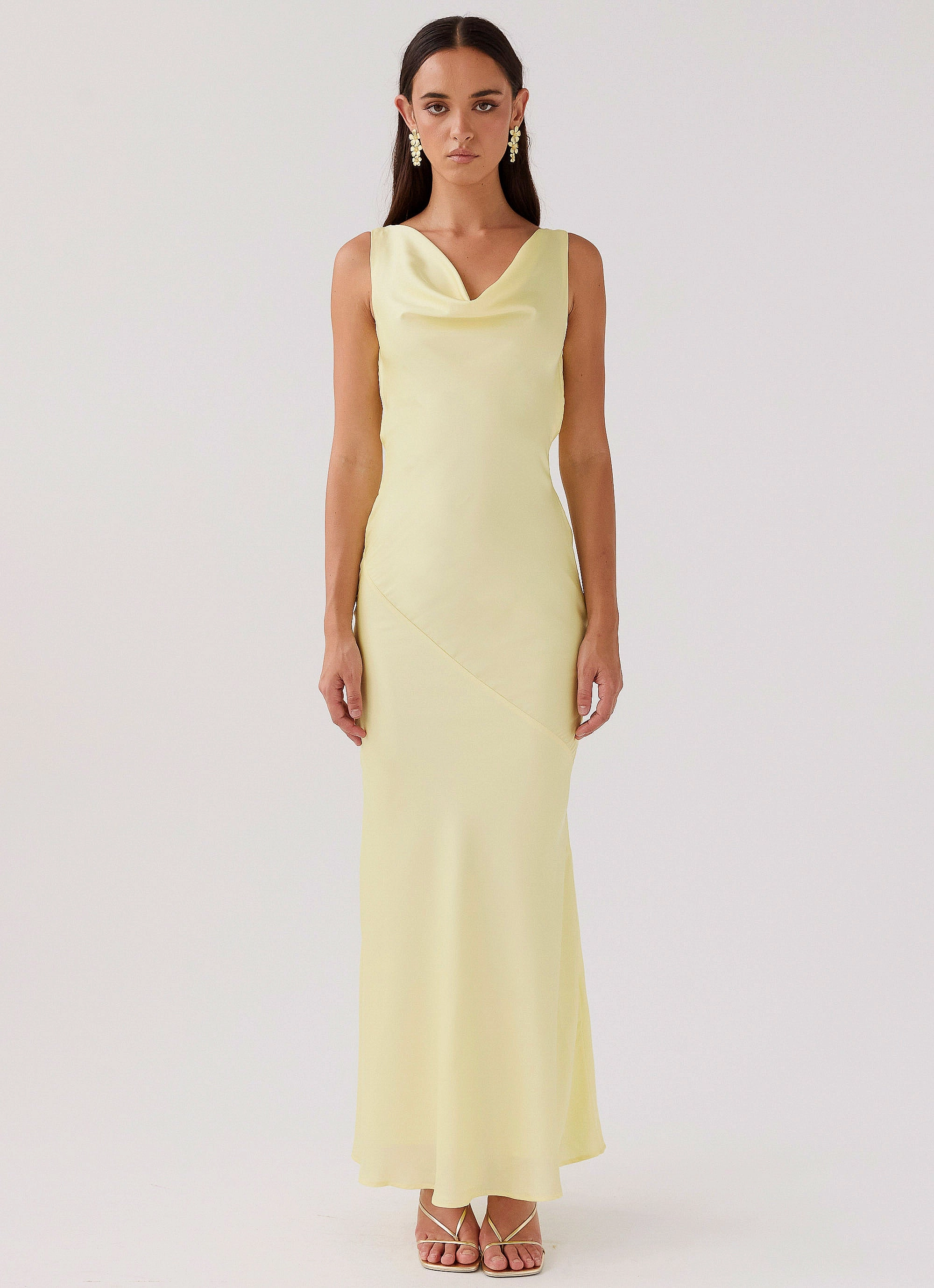 Be Mine Satin Maxi Dress - Canary Skin Touch Dew Glow