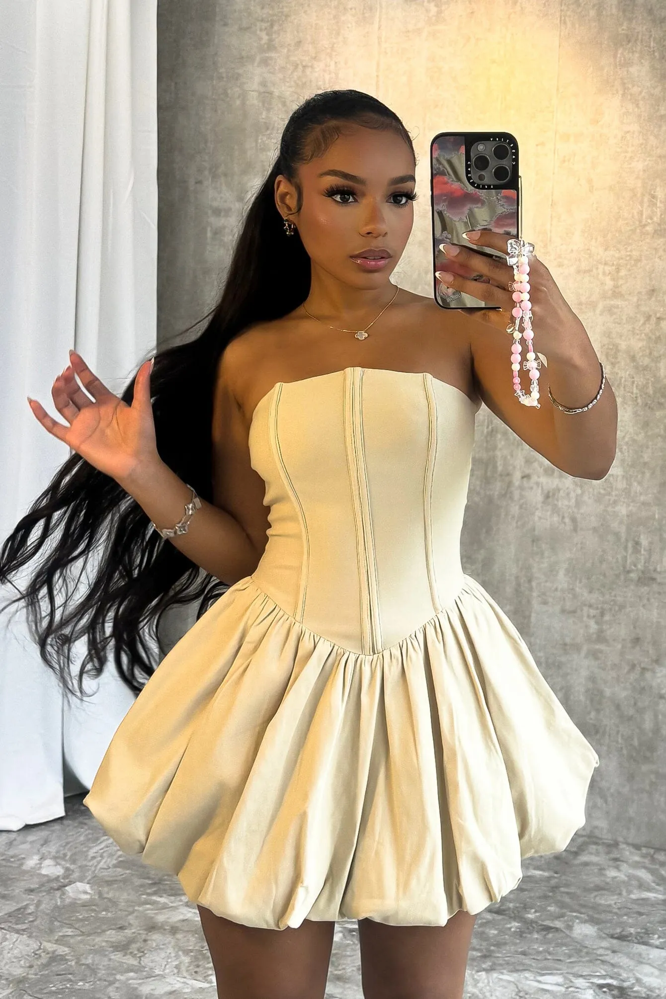 Strong Love Strapless Bubble Mini Dress Cocktail-Party Unique Print