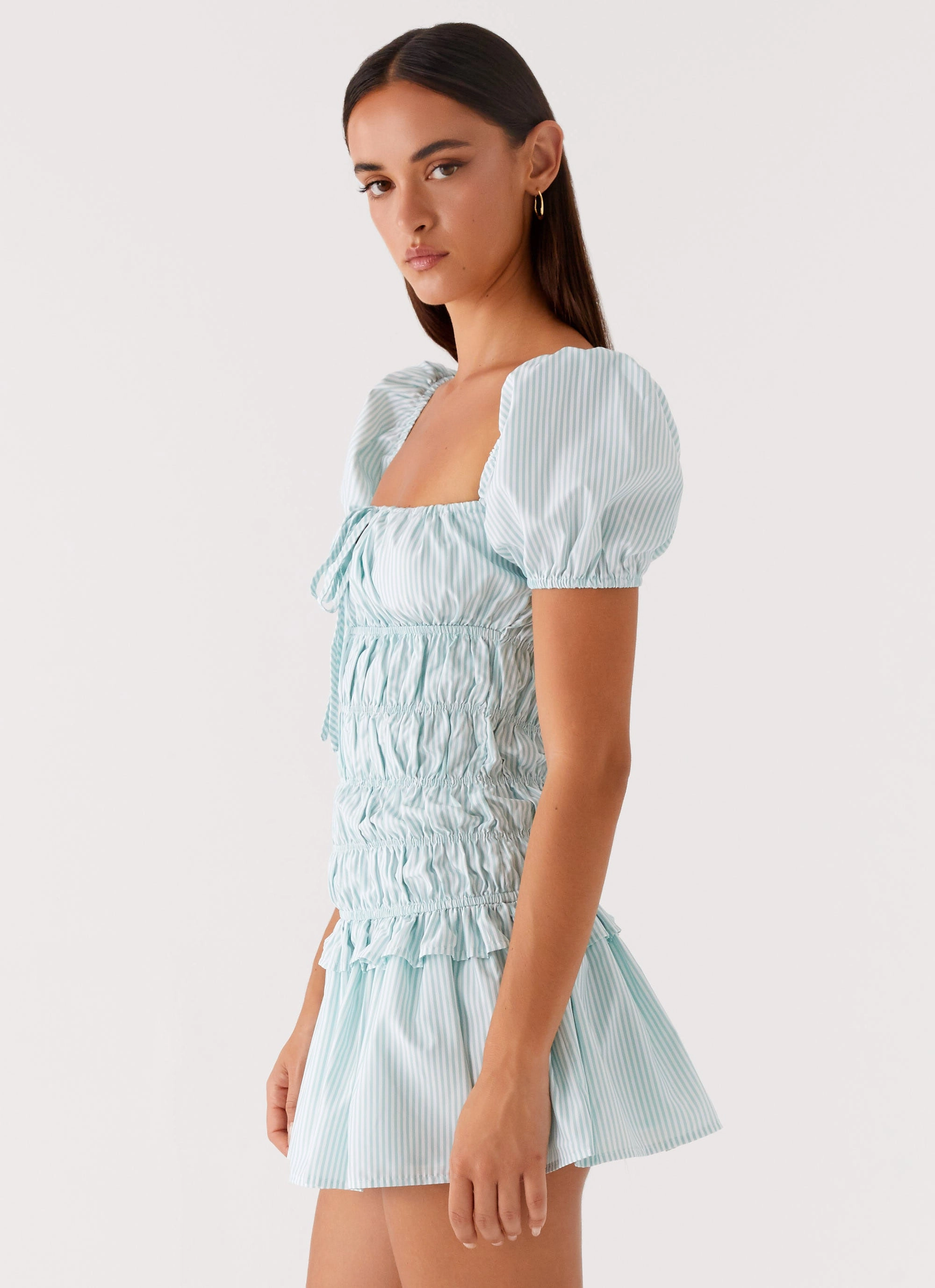 Deep Hue Cozy And Stylish Yolene Mini Dress - Green Gingham