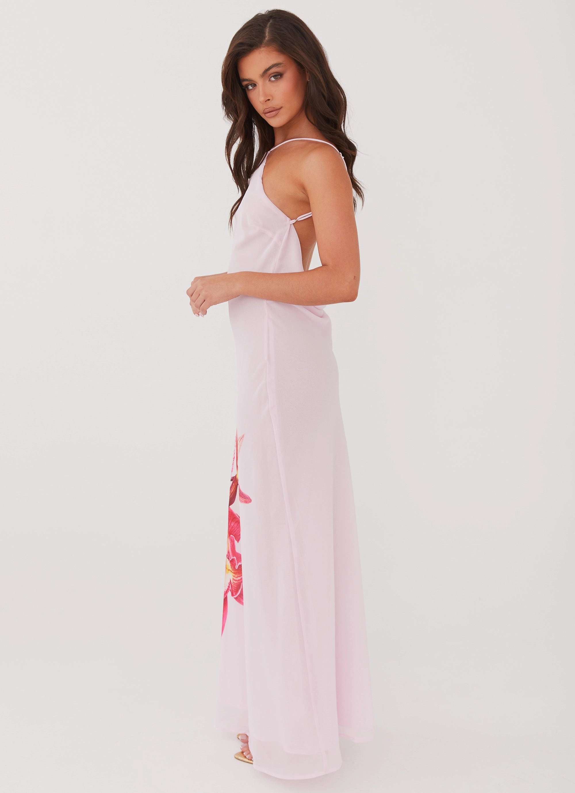Chic Layers Blossom Hearts Maxi Dress - Pink Peony