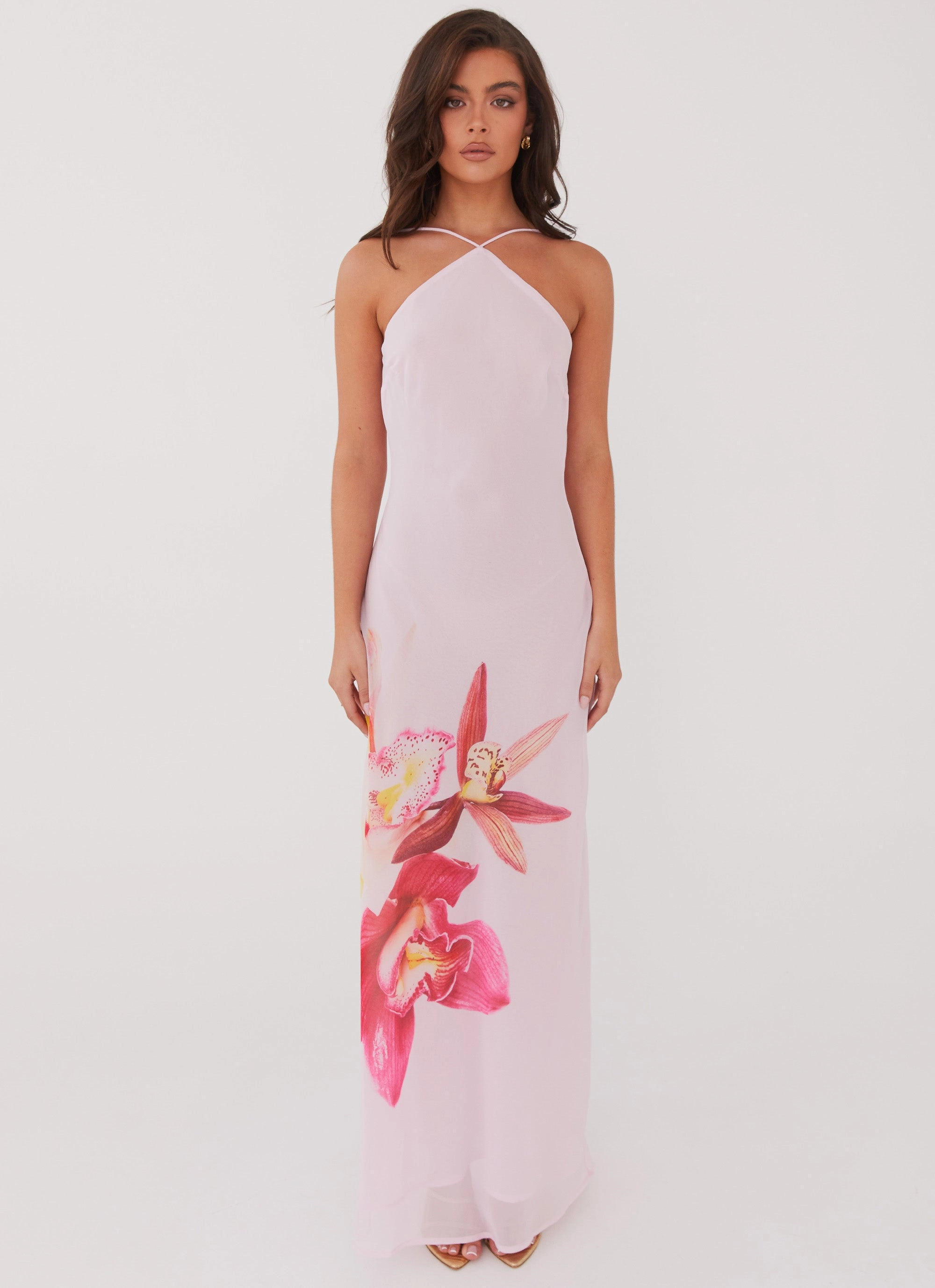 Blossom Hearts Maxi Dress - Pink Peony Soft Motion Elegant Cut