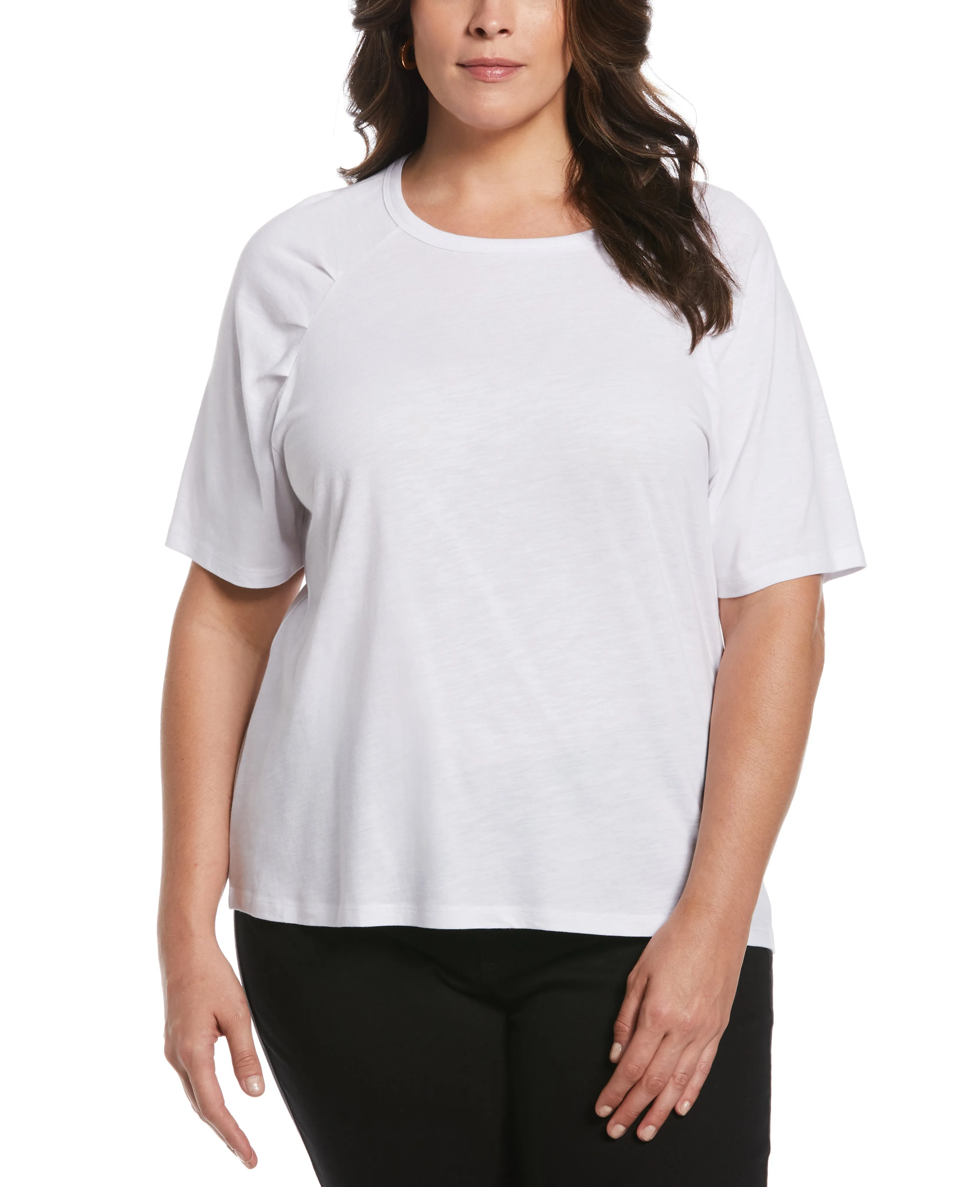 Plus Size Pleated Raglan Sleeve Tee QuickDrySystem LightweightConstruction