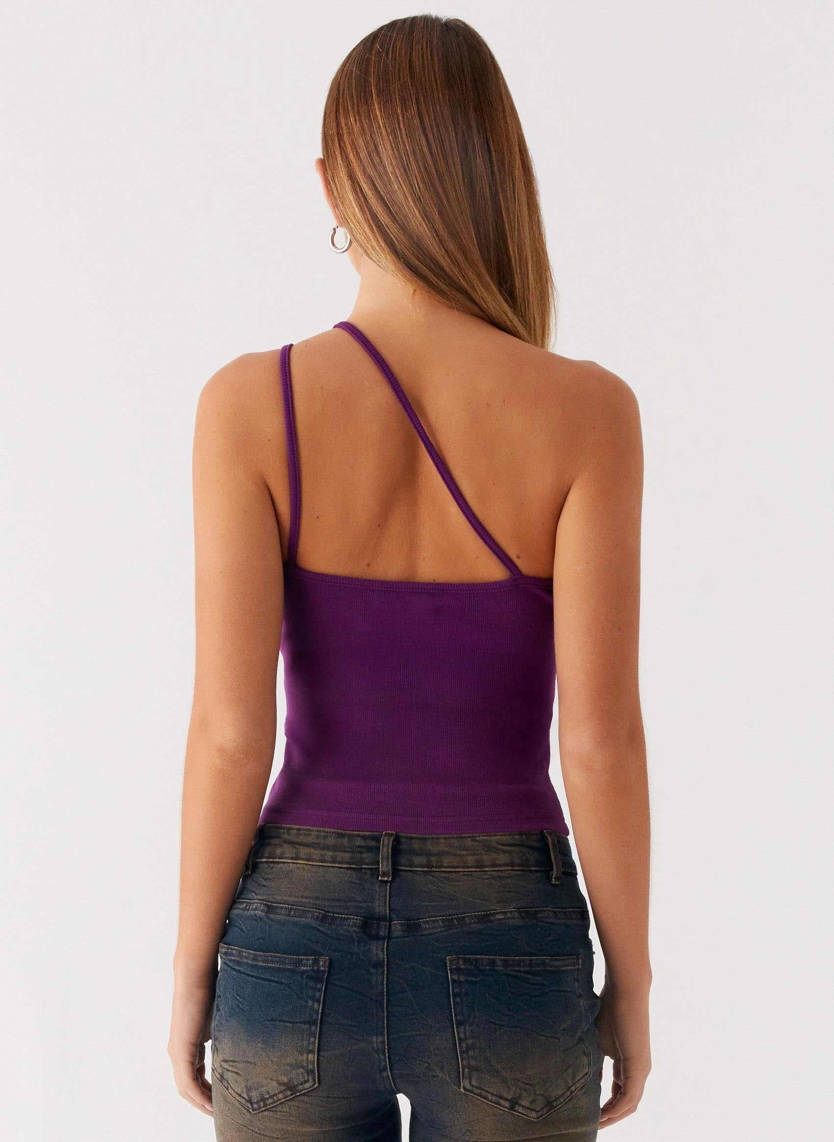 Optix Button Front Top - Plum OdorResistant Treatment HighStretch