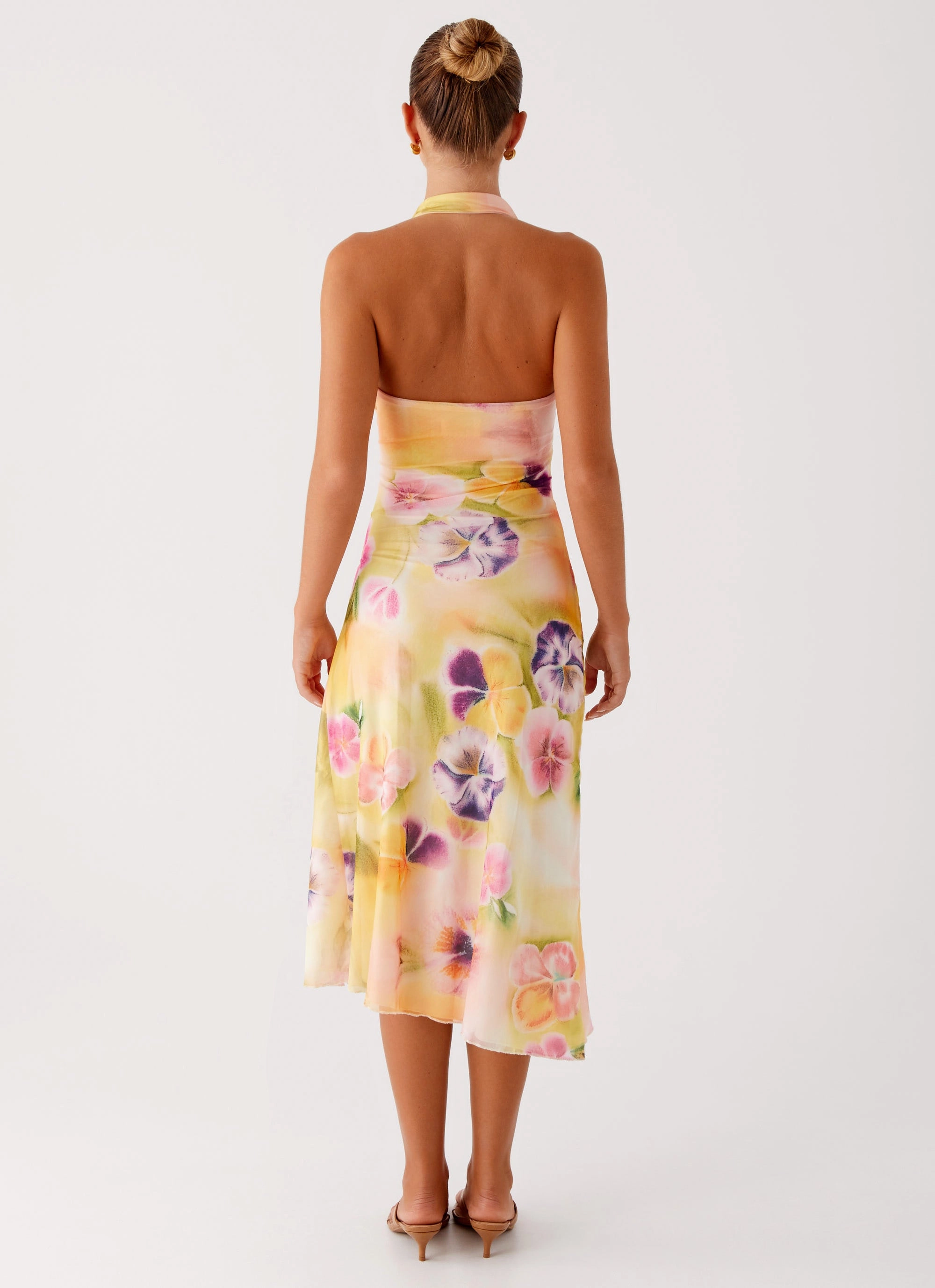 Kayce Midi Dress - Sunburst Floral Elegant Detail Natural Feel