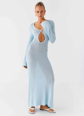 Seascape Chochet Maxi Dress - Blue Comfy Flex