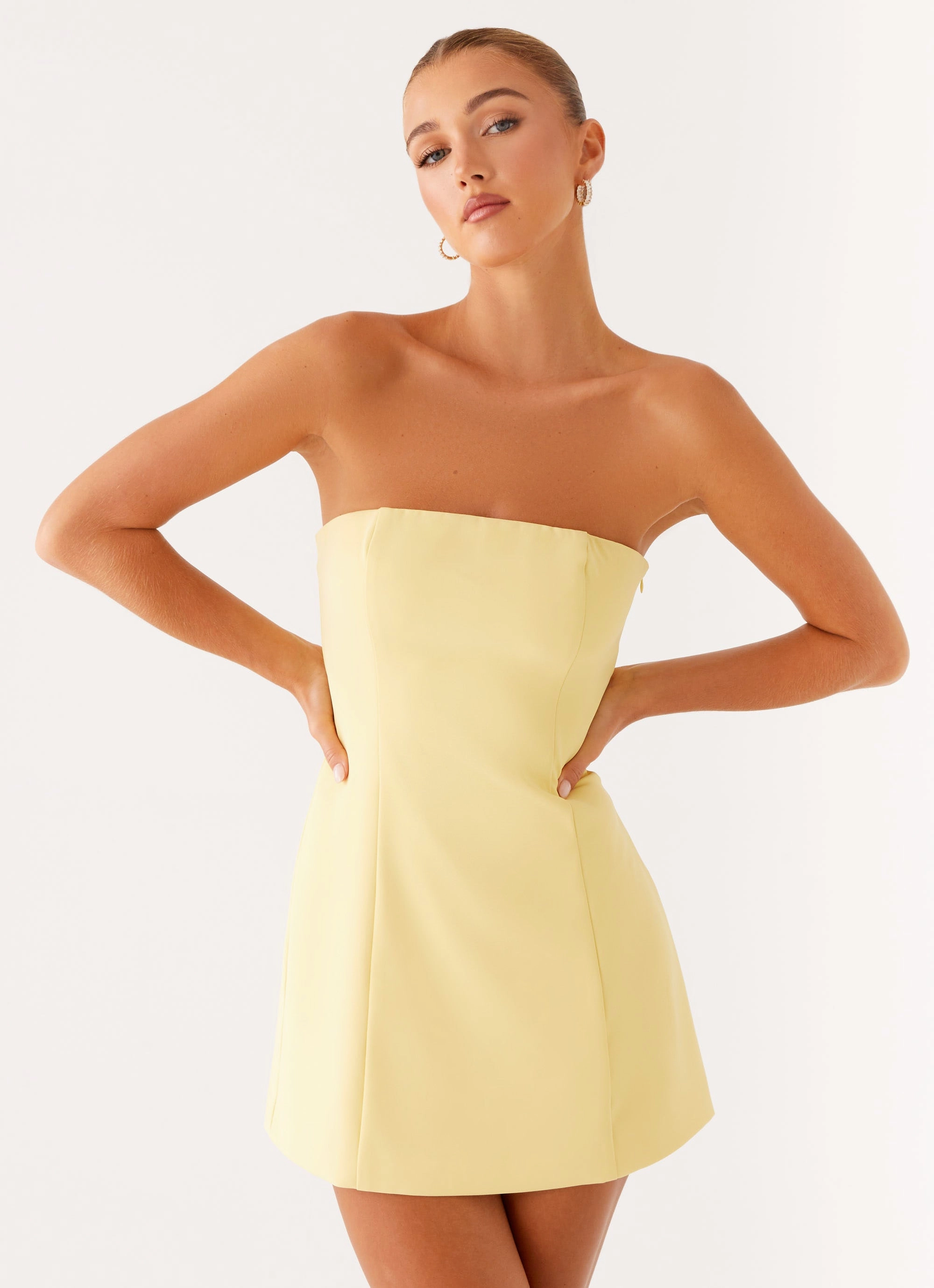 Smart Look Honey Bow Mini Dress - Yellow