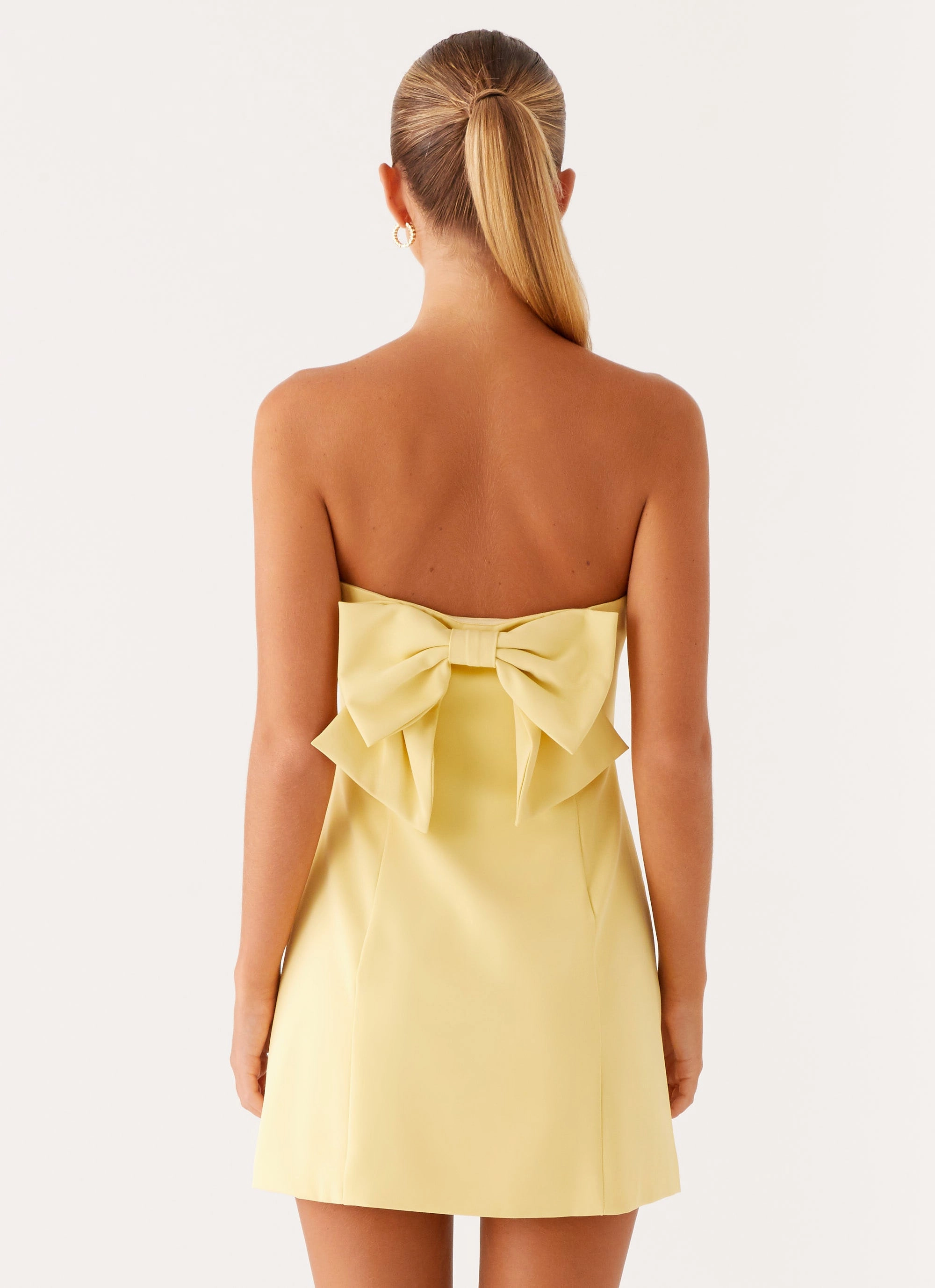 Autumn Ready Polished Cut Honey Bow Mini Dress - Yellow