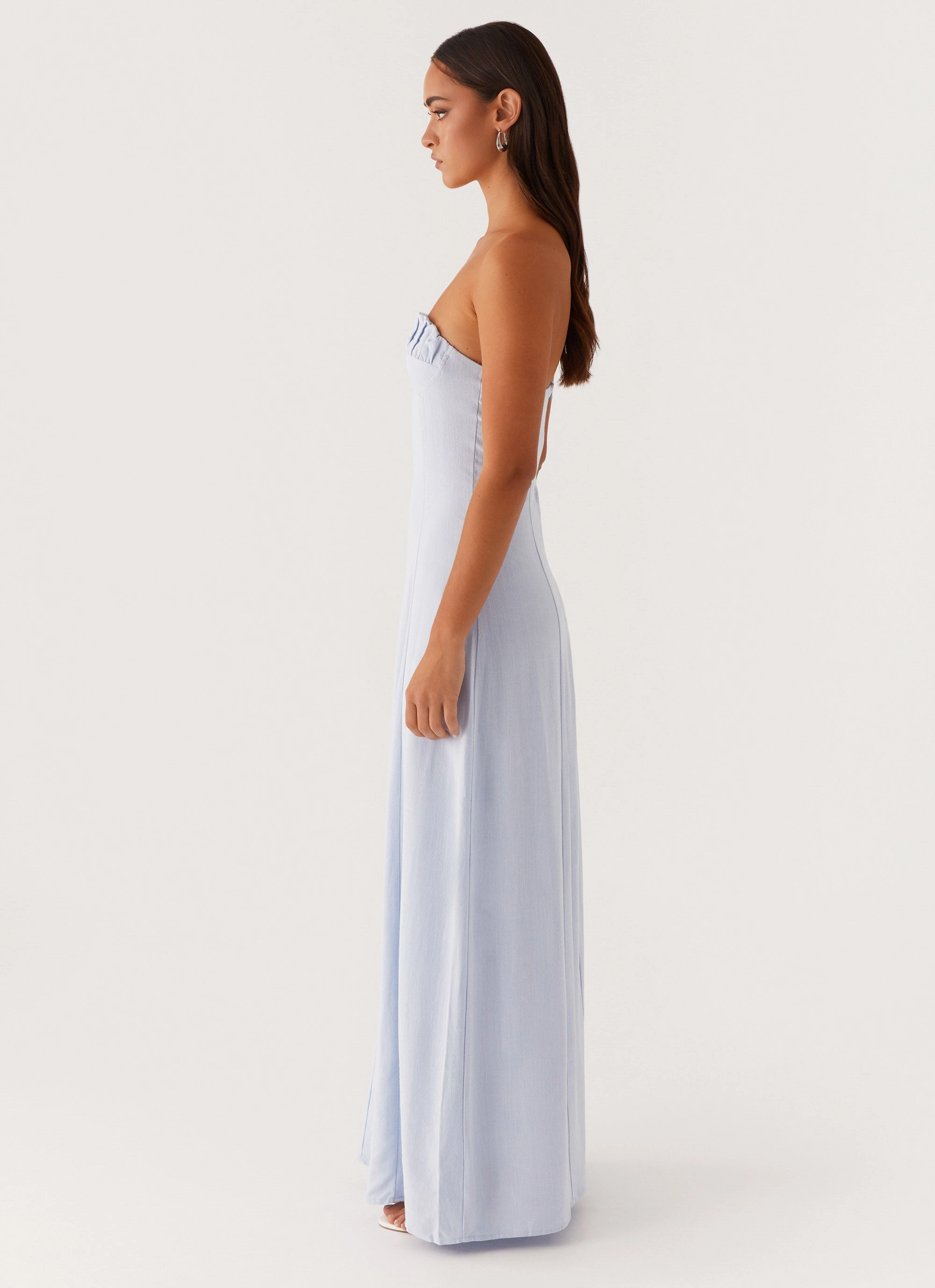 Chic boho dress Bless Touch Tayla Linen Maxi Dress - Blue