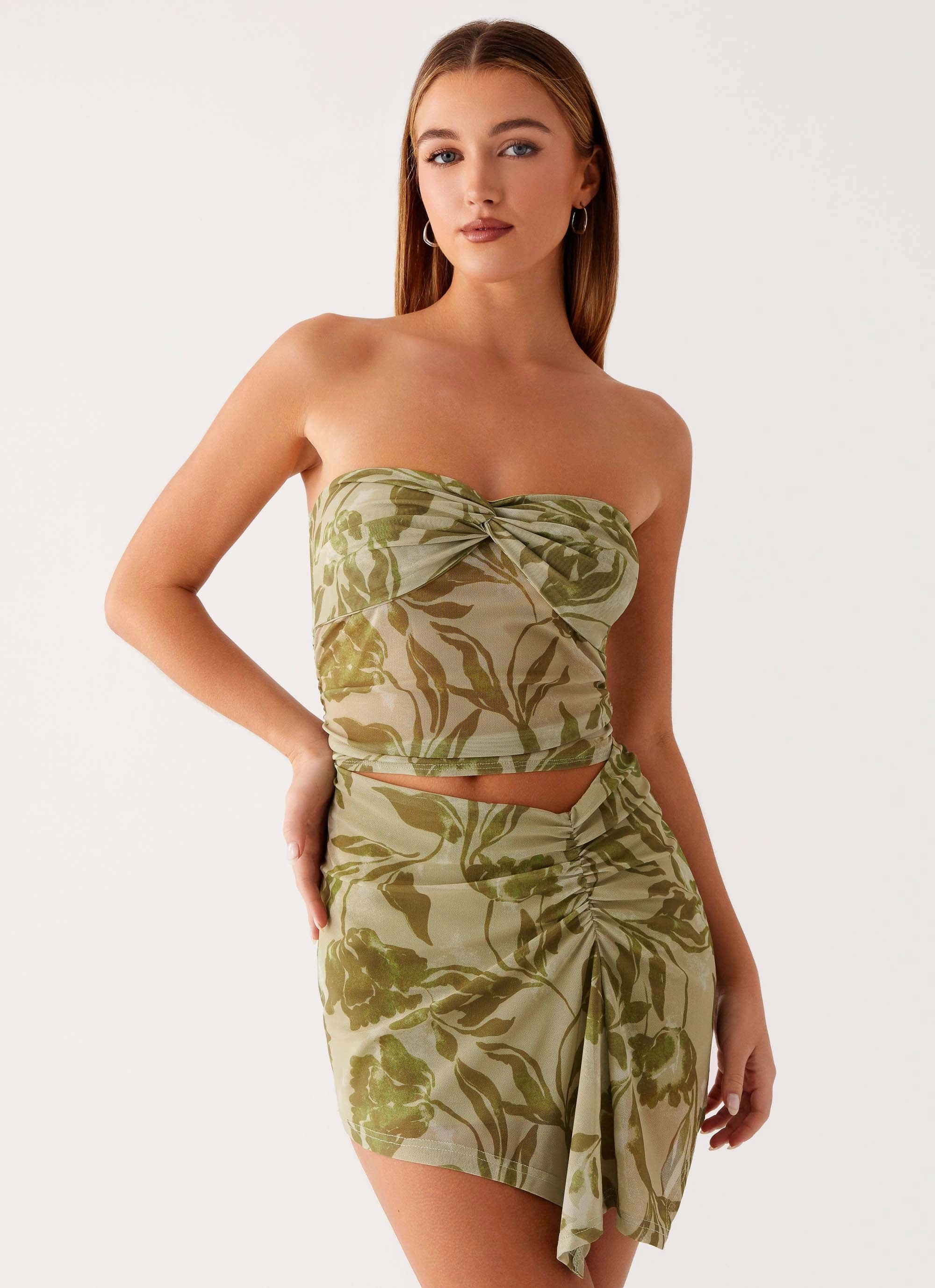 Varona Mini Dress - Jade Fern Silk Touch Soft Focus