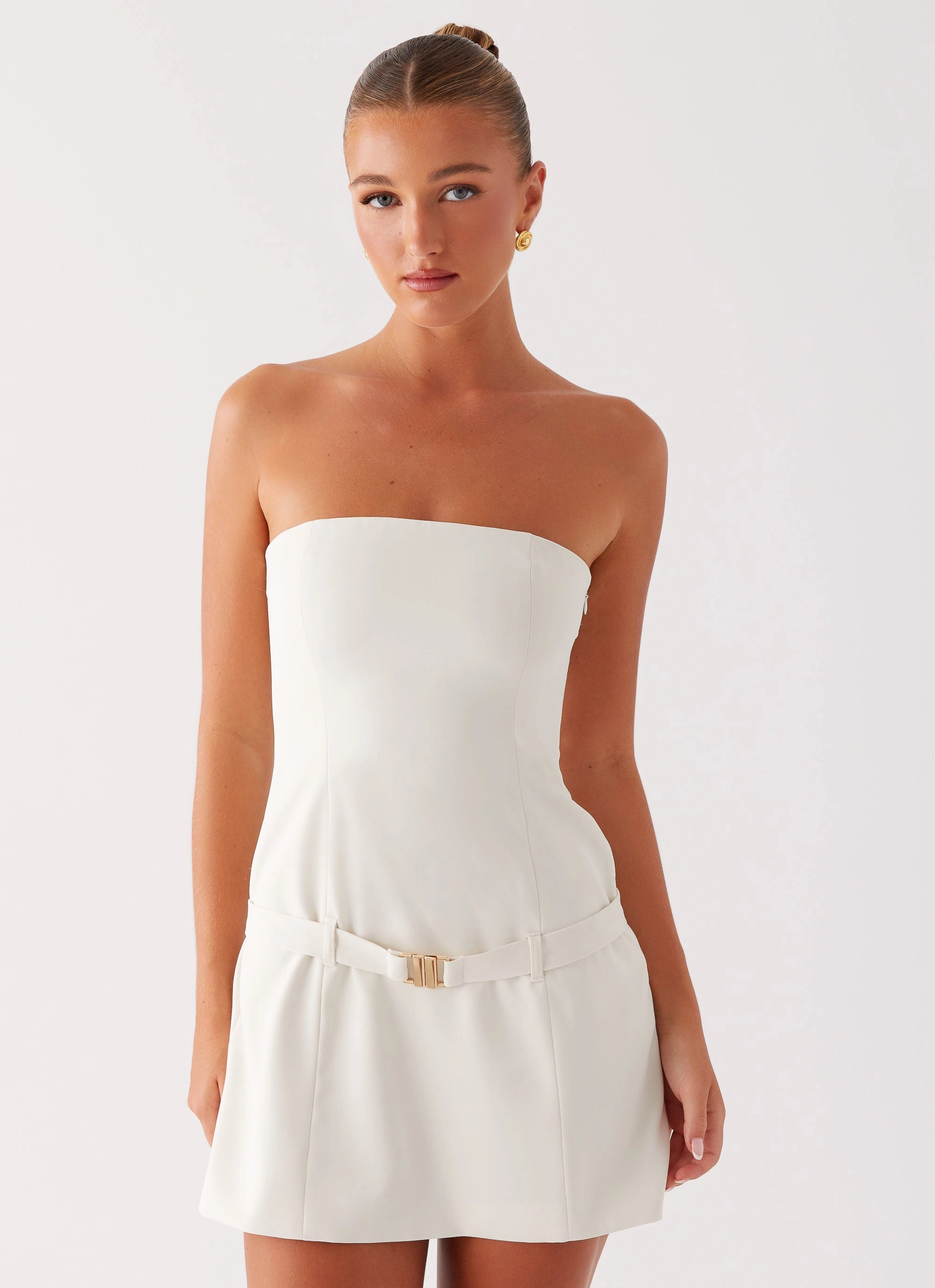 Lume Strapless Mini Dress - Ivory Flattering Shape